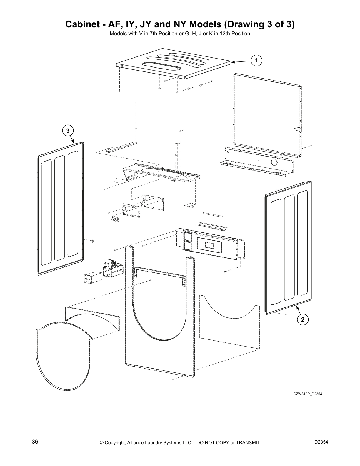 Cabinet - AF, IY, JY and NY Models (Drawing 3 of 3)