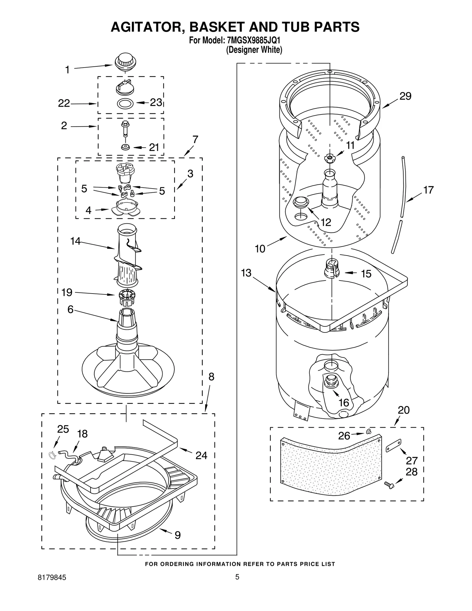 AGITATOR, BASKET AND TUB PARTS