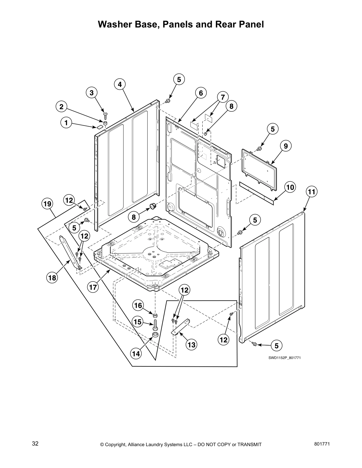 Washer Base, Panels and Rear Panel