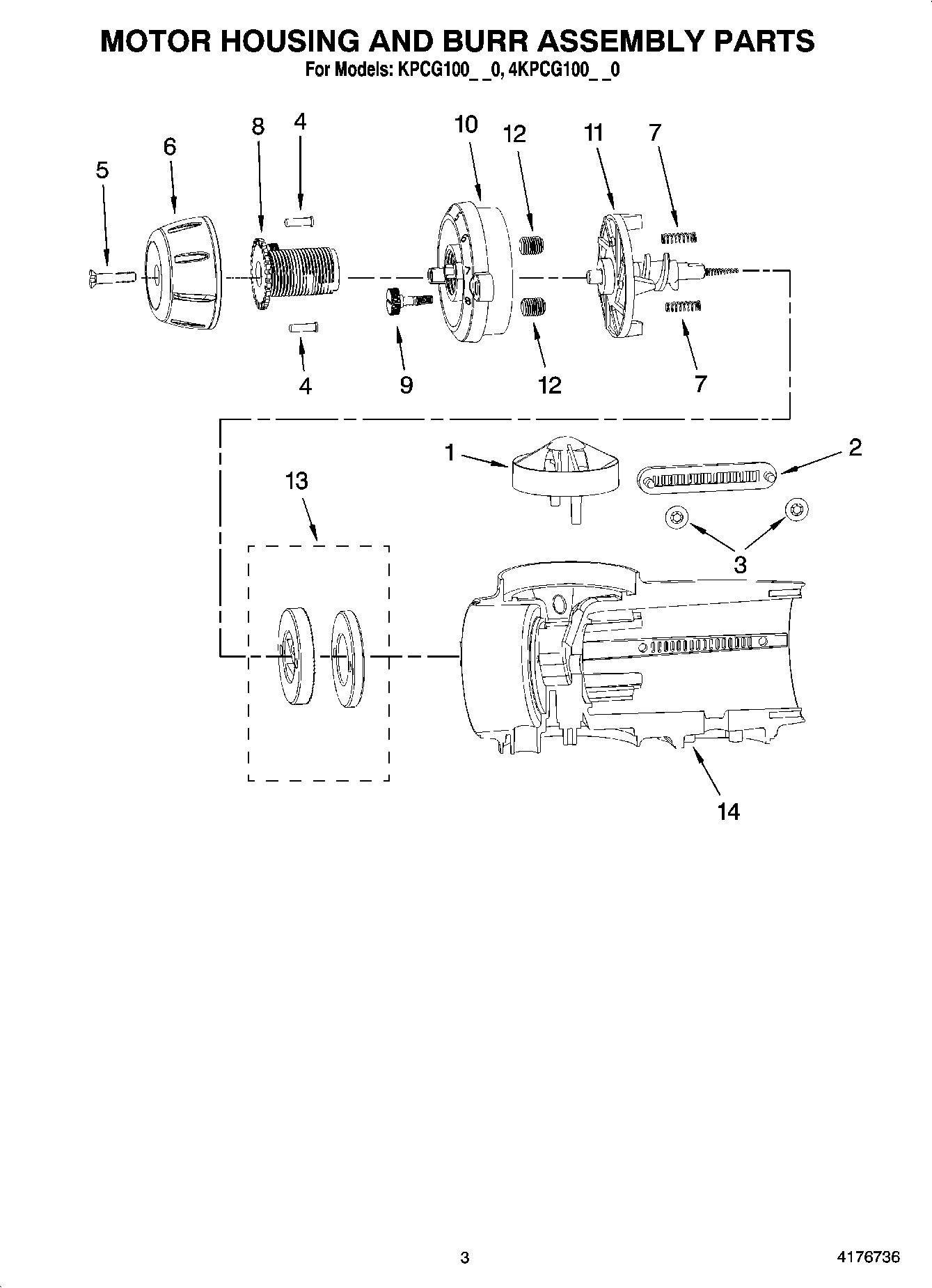 02 - MOTOR HOUSING AND BURR ASSEMBLY PARTS