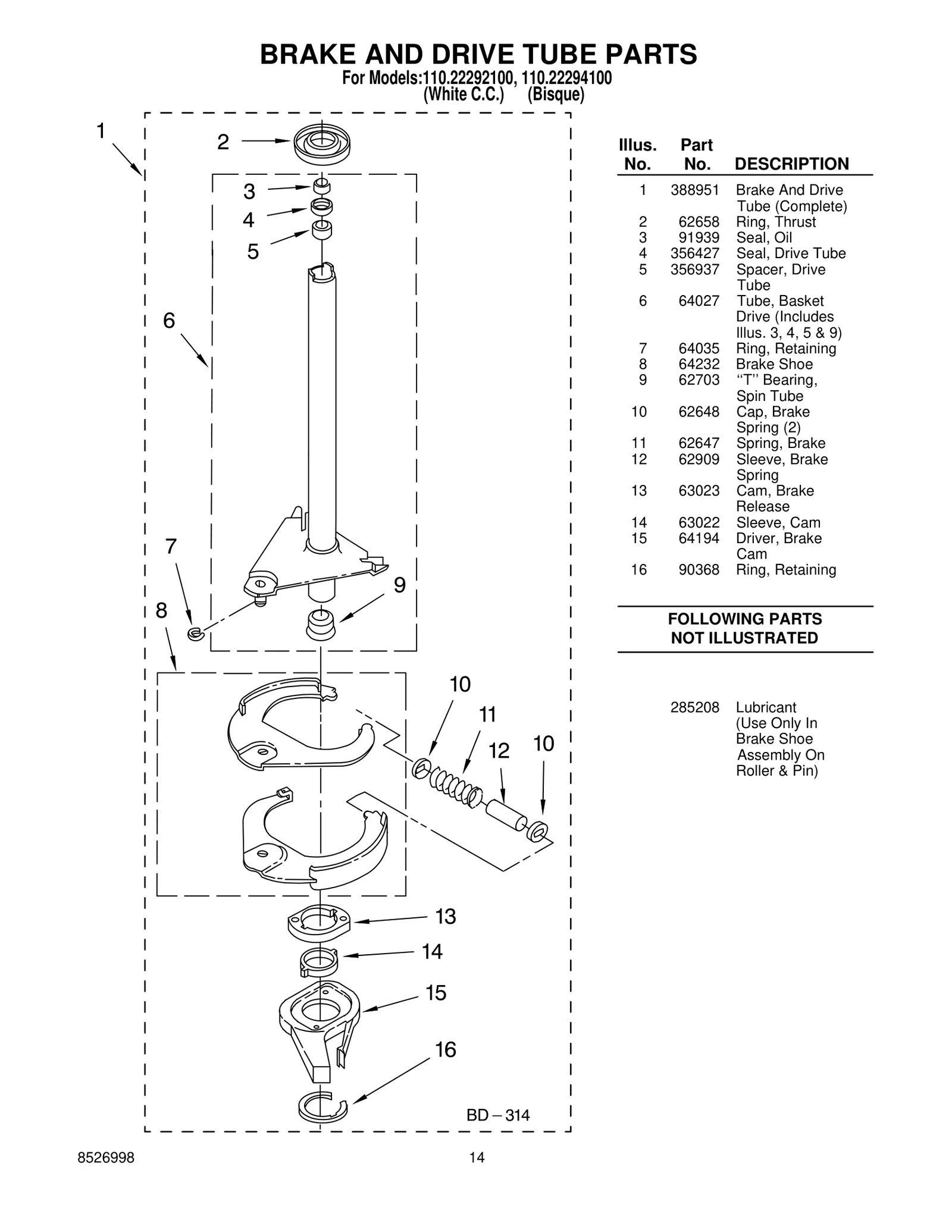 BRAKE AND DRIVE TUBE PARTS