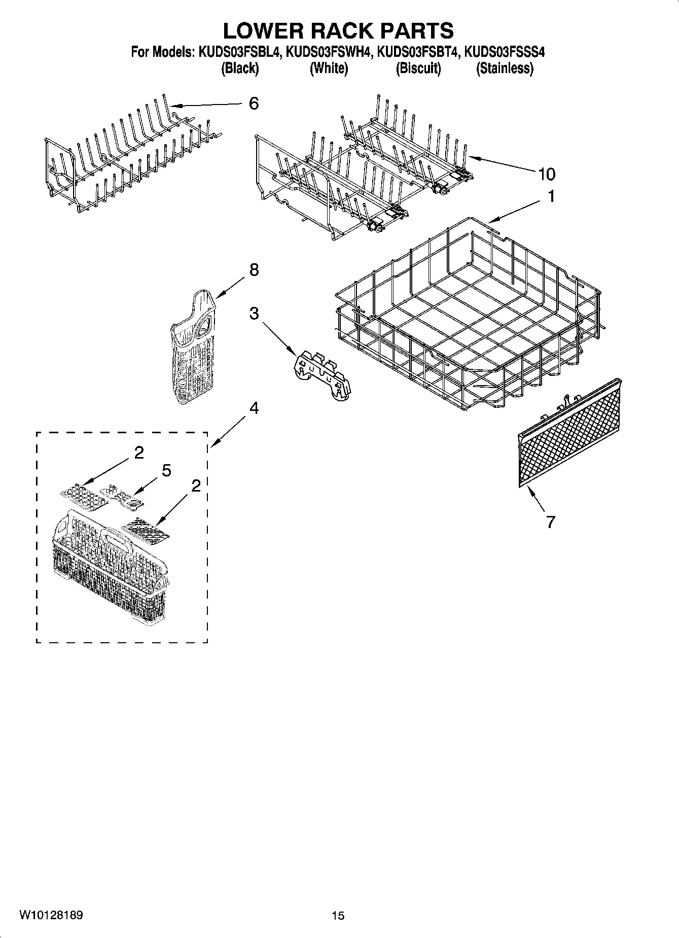 12 - LOWER RACK PARTS, OPTIONAL PARTS (NOT INCLUDED)