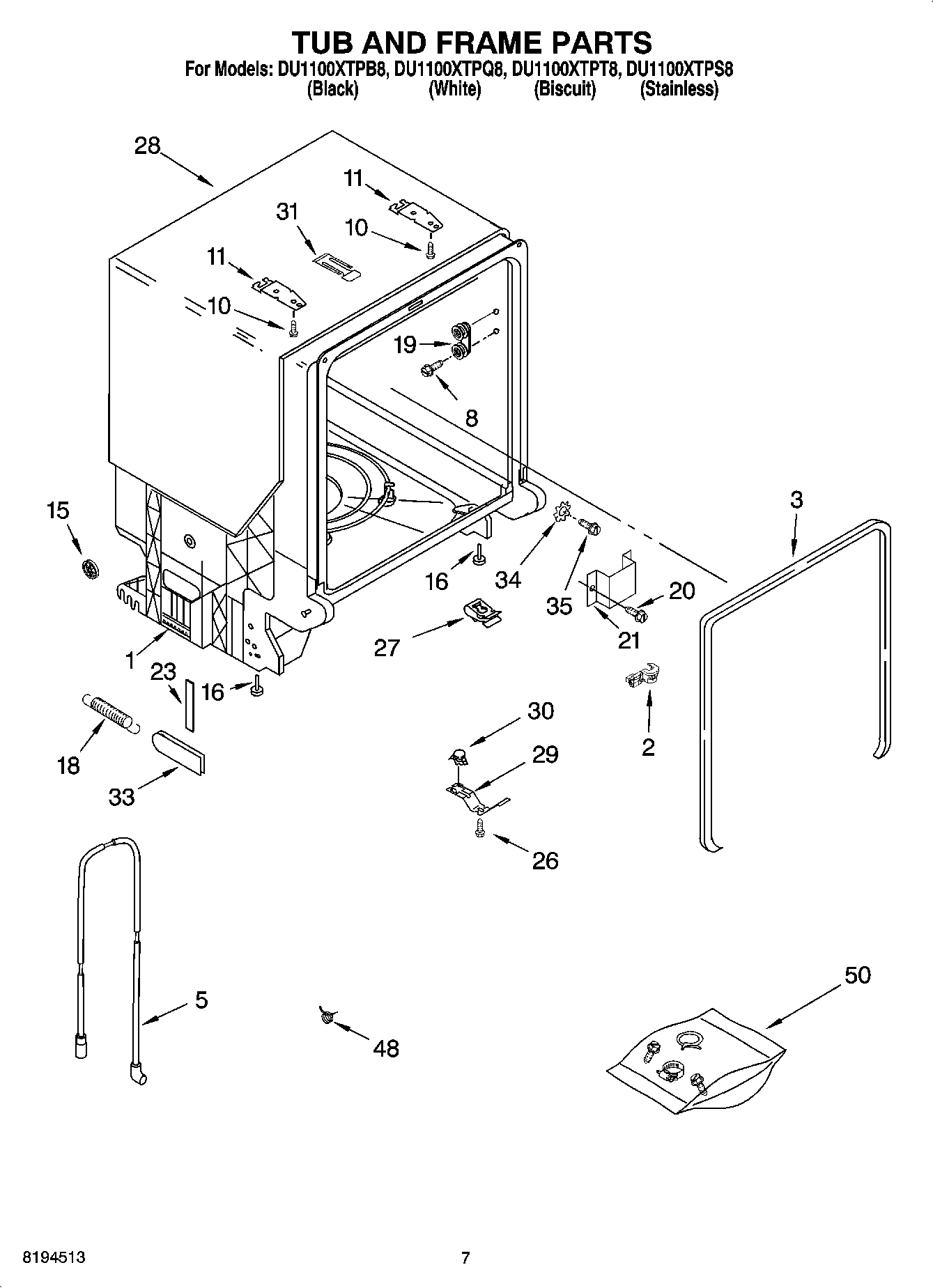 07 - TUB AND FRAME PARTS