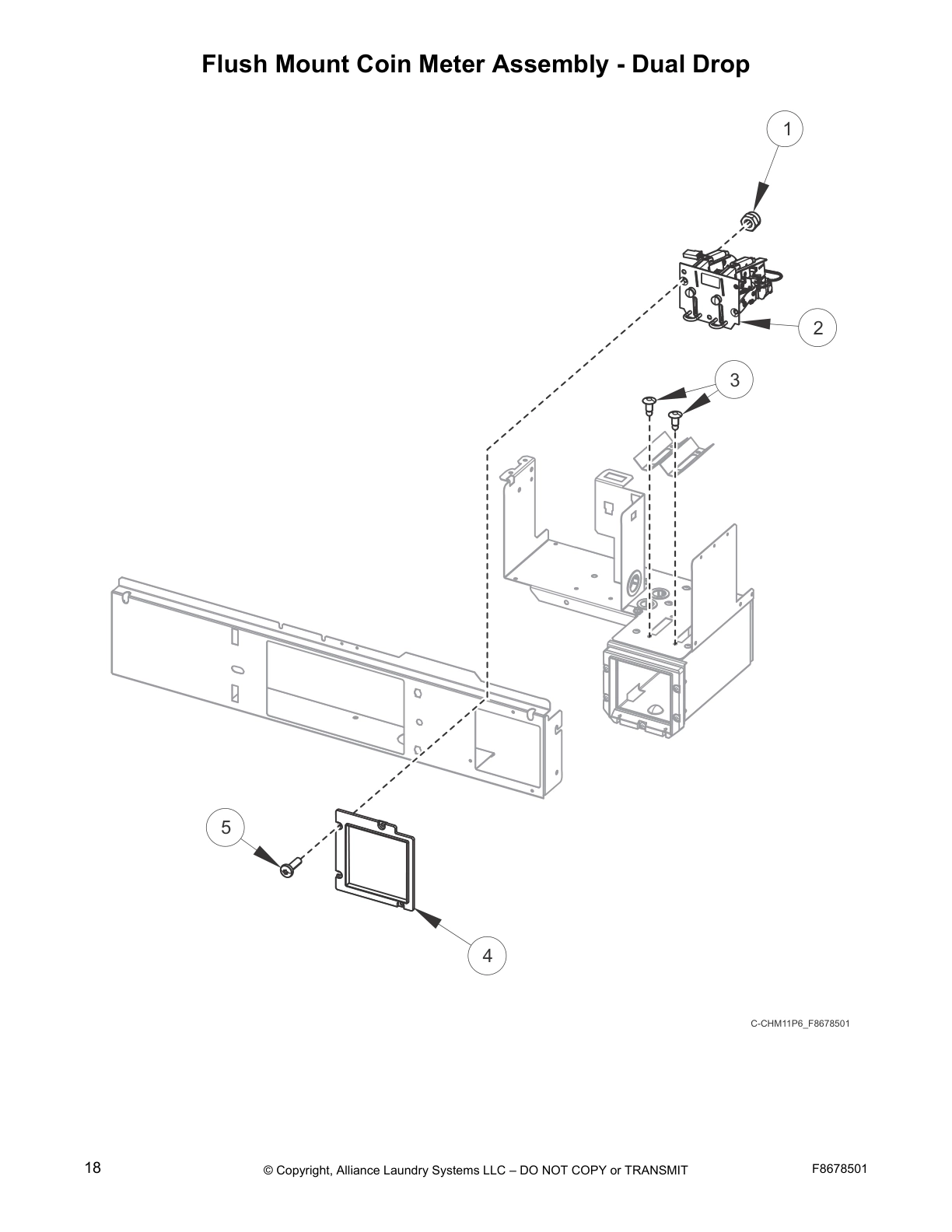 Flush Mount Coin Meter Assembly - Dual Drop