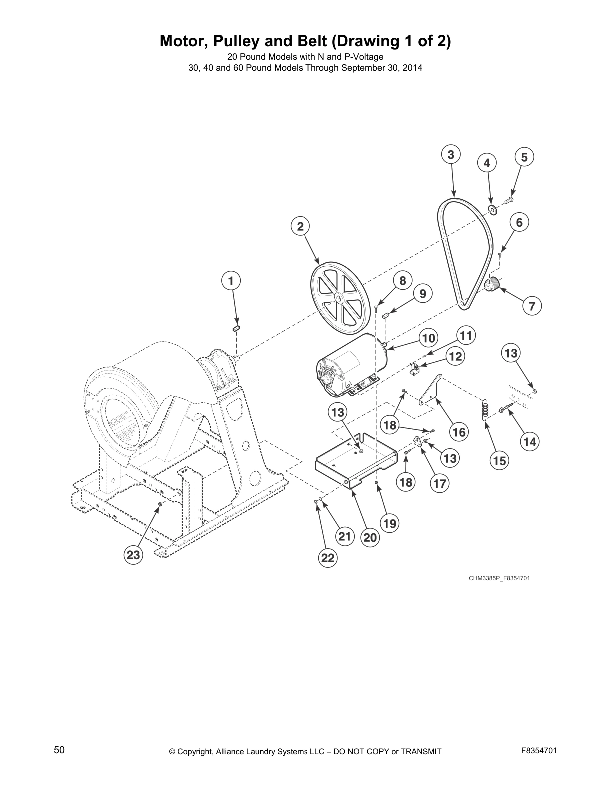 Motor, Pulley and Belt (Drawing 1 of 2)
