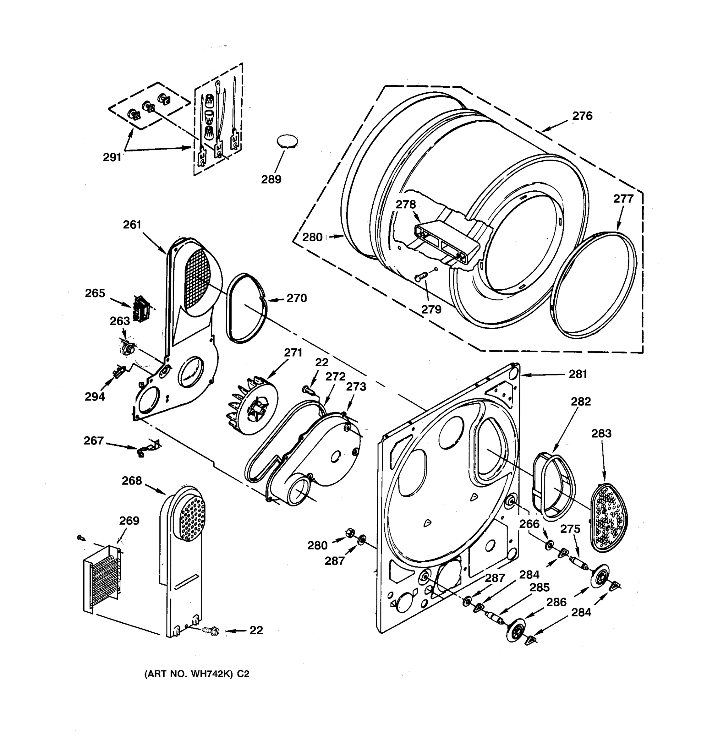 DRYER DRUM & BACK PANEL