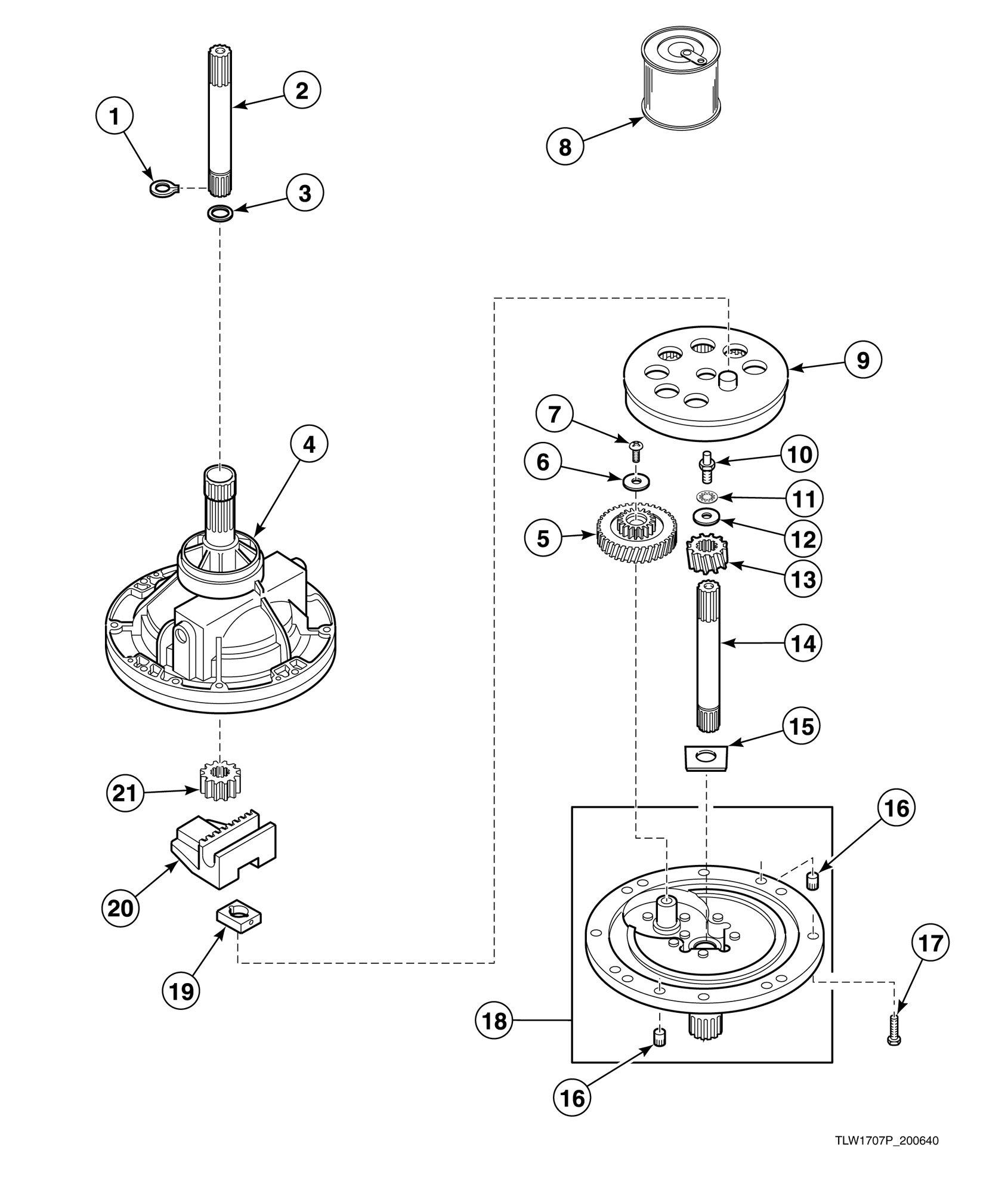 Components for 33227P Transmission Assembly (Short Post Models)