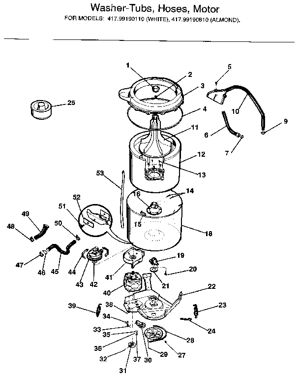 WASHER-TUBS, HOSES, MOTOR
