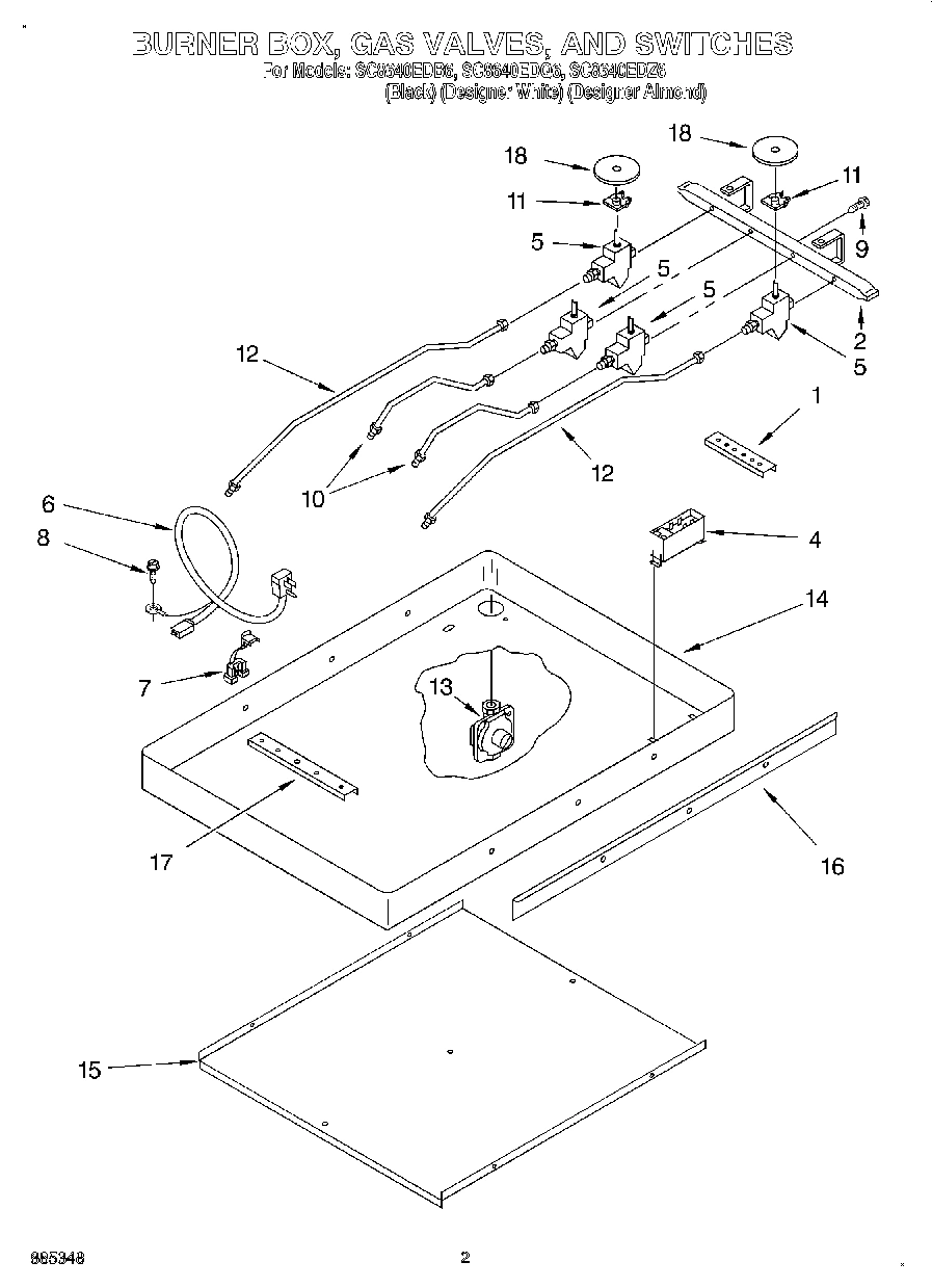 02 - BURNER BOX, GAS VALVES, AND SWITCHES