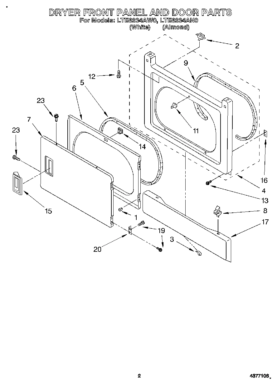 02 - DRYER FRONT PANEL AND DOOR