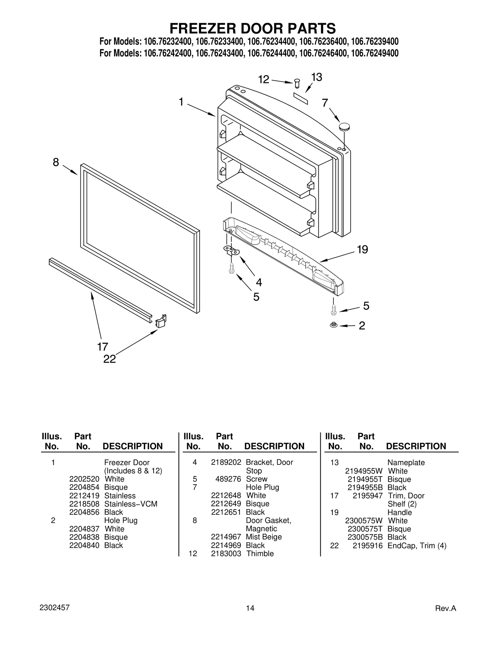 FREEZER DOOR PARTS