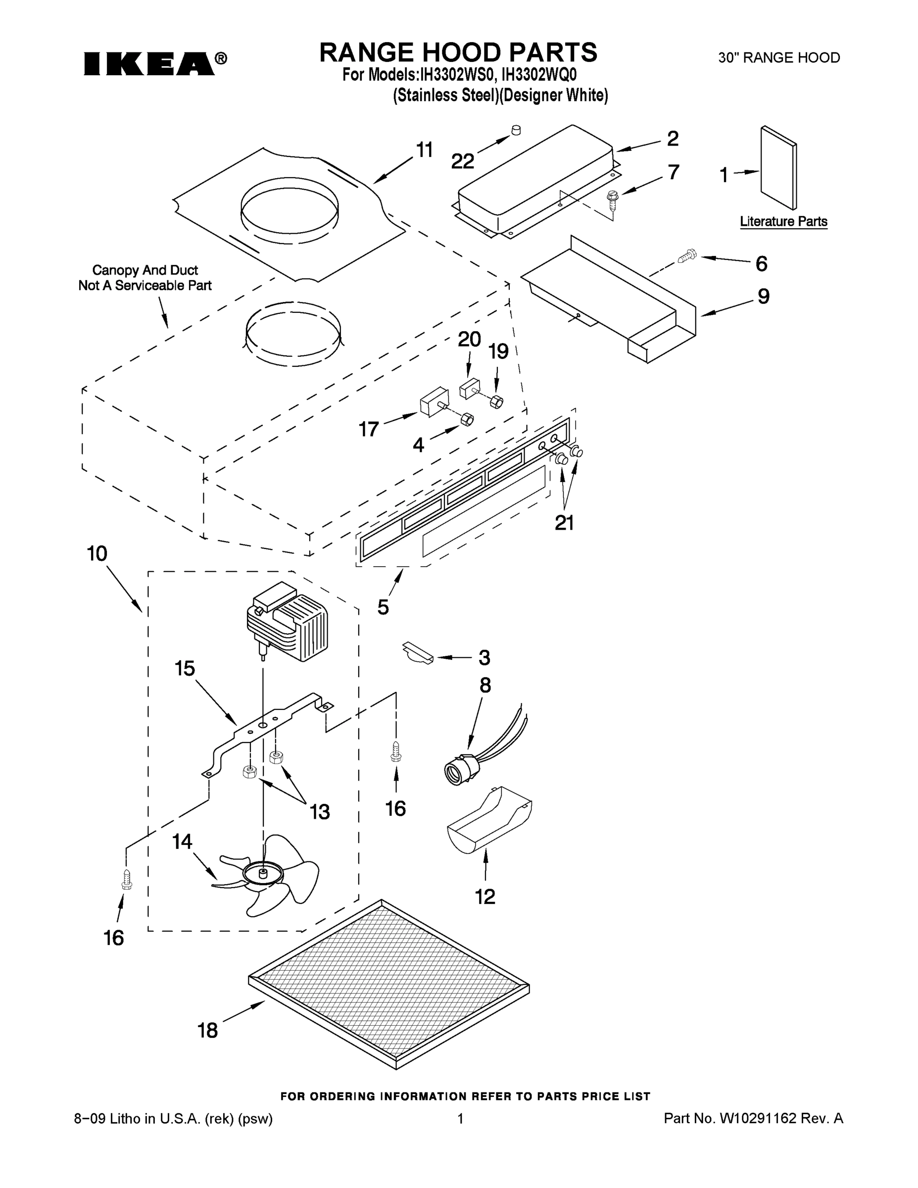 01 - RANGE HOOD PARTS