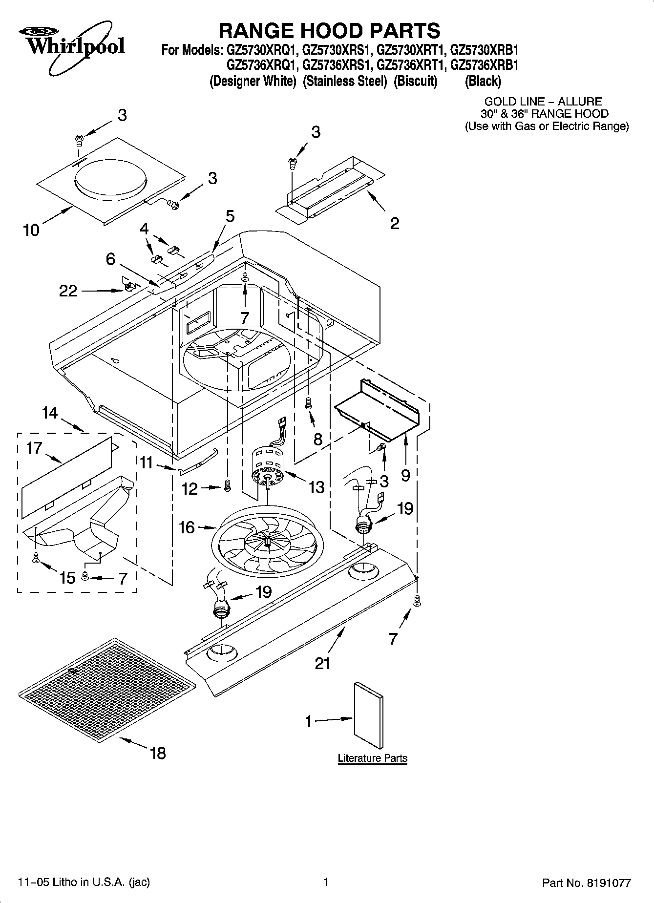 01 - RANGE HOOD PARTS