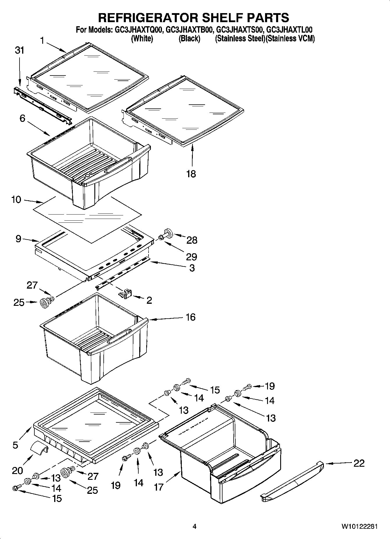03 - REFRIGERATOR SHELF PARTS