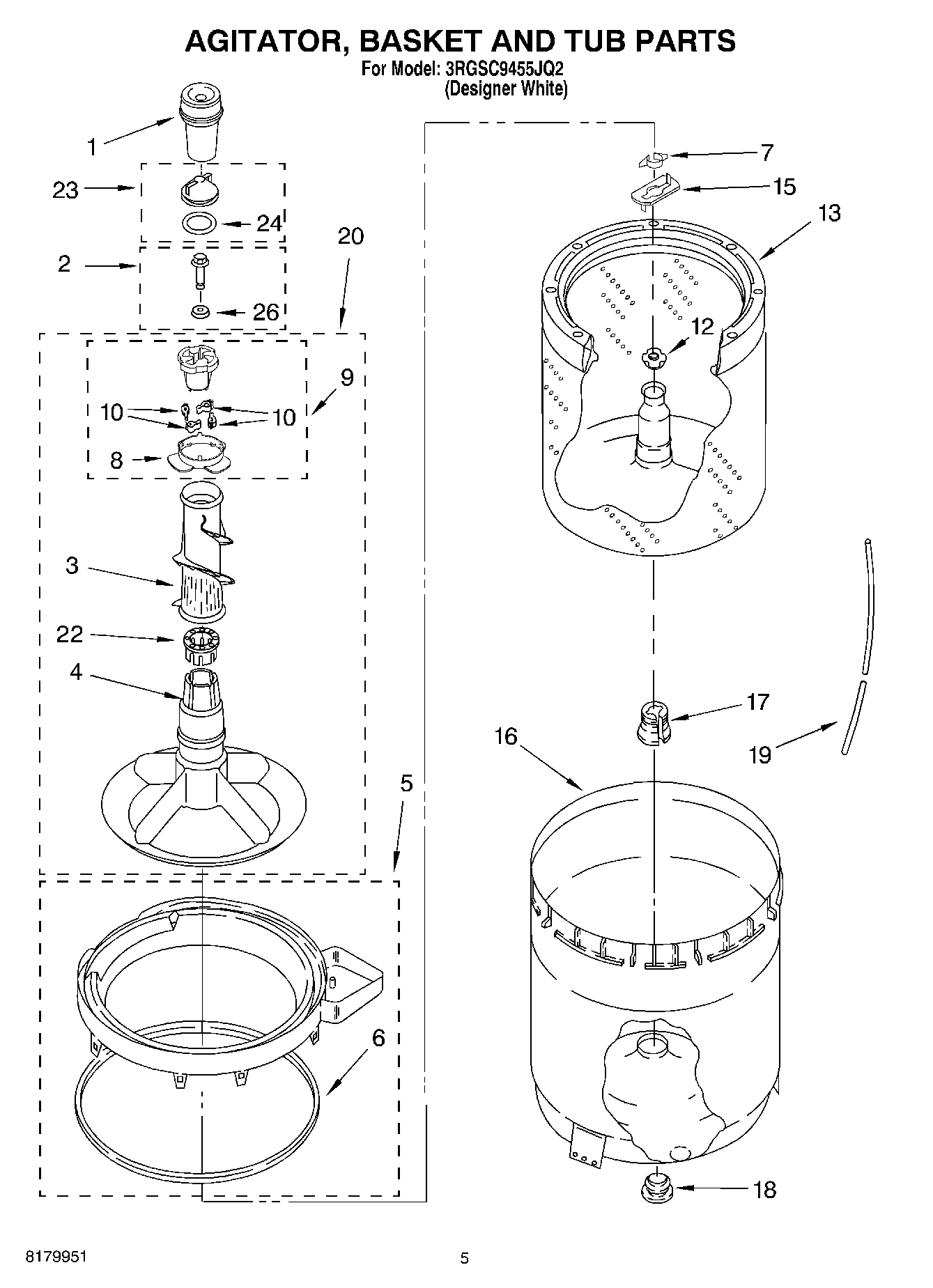 03 - AGITATOR, BASKET AND TUB PARTS