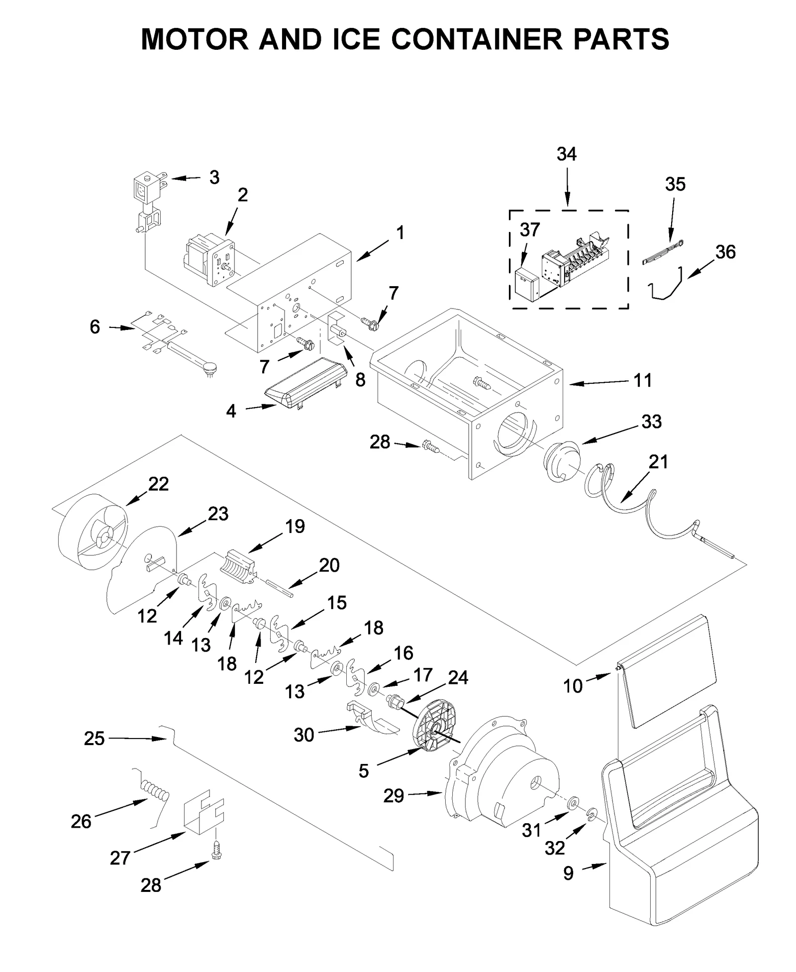 MOTOR AND ICE CONTAINER PARTS
