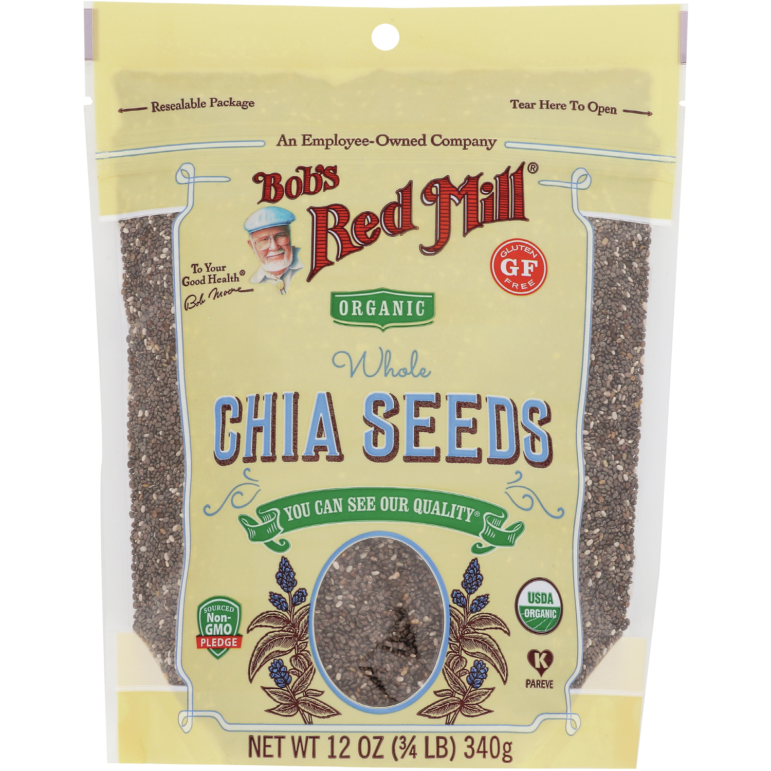 Bob's Red Mill Organic Whole Chia Seeds | 12 oz Package