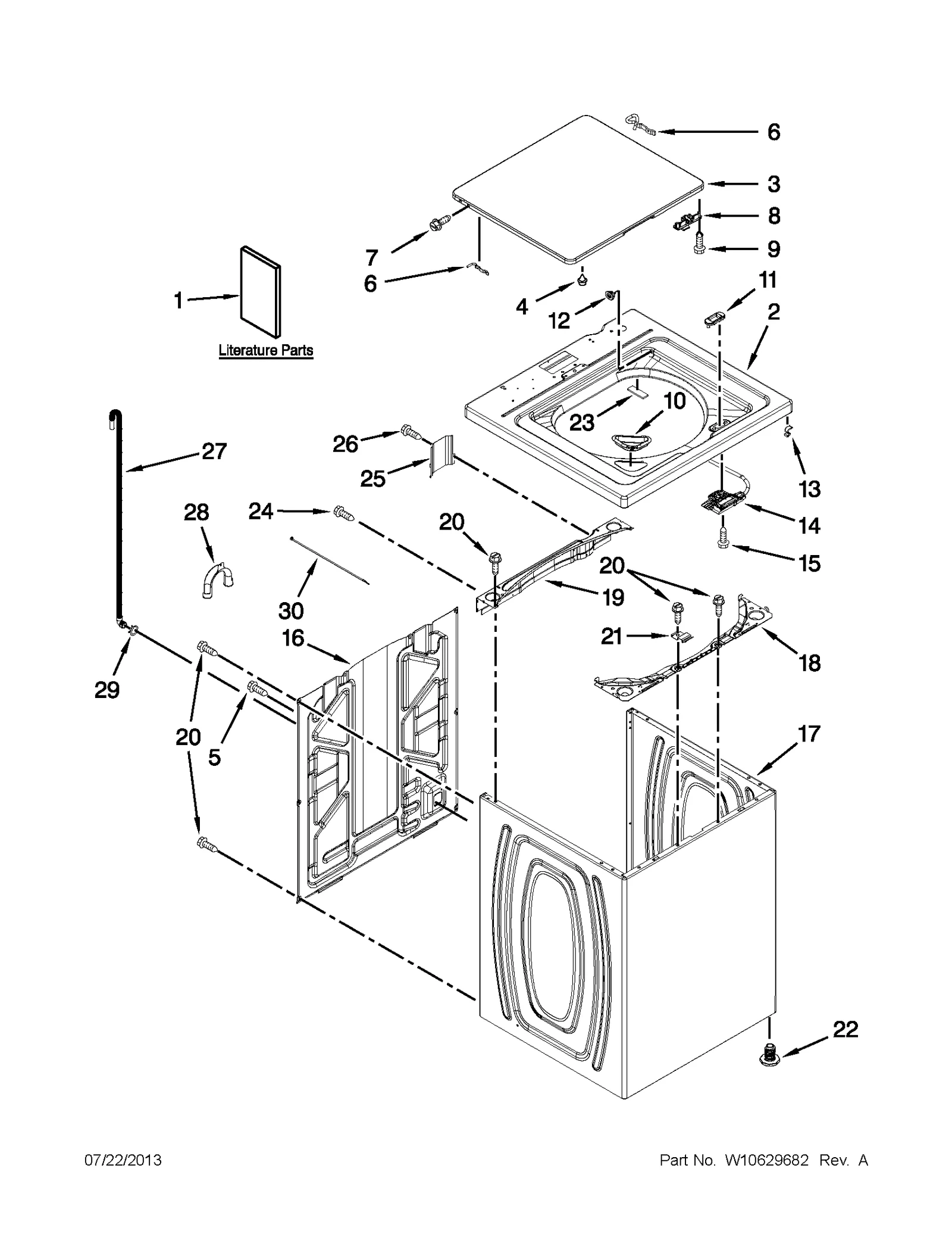 TOP AND CABINET PARTS