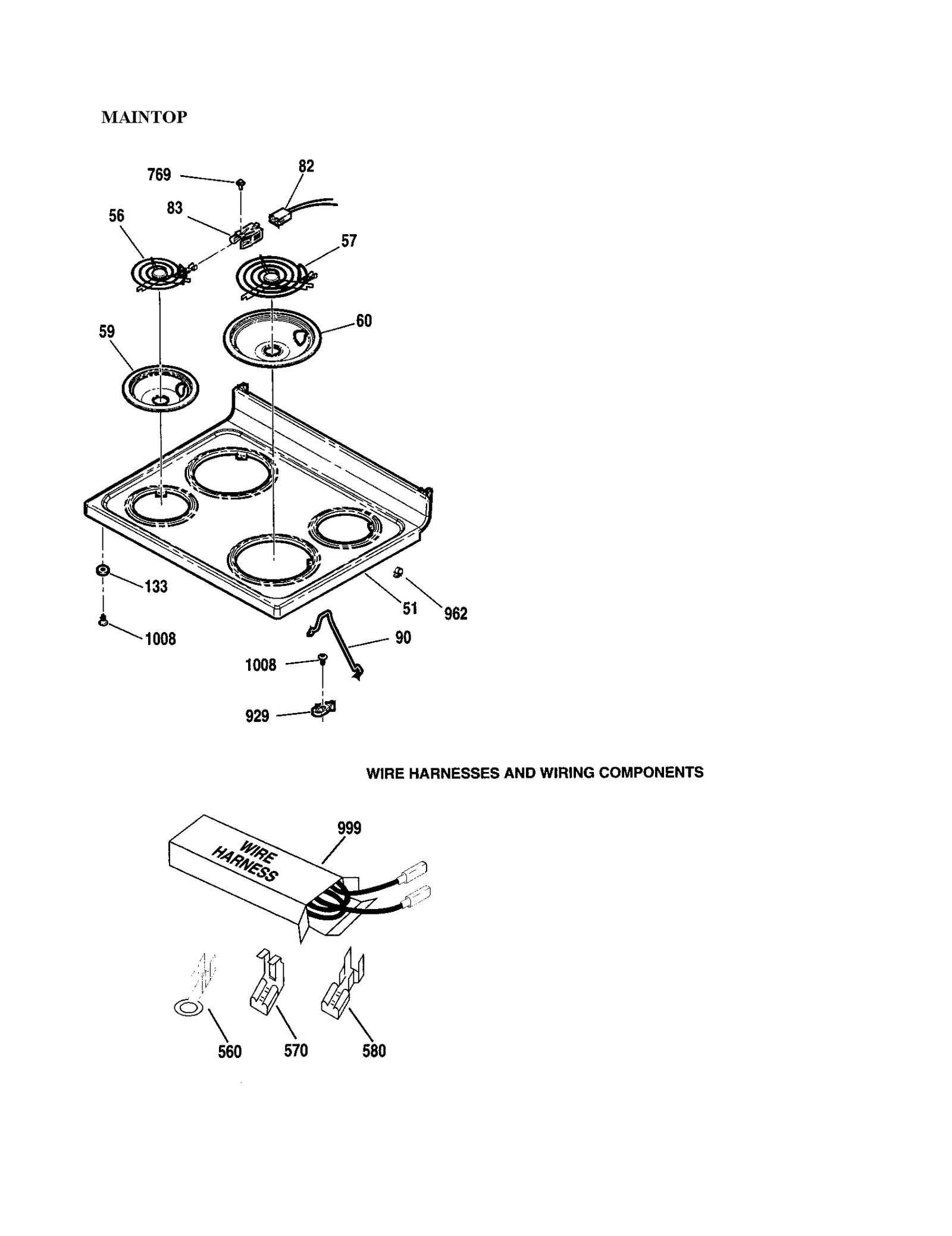 MAINTOP/WIRE HARNESS AND COMPONENTS