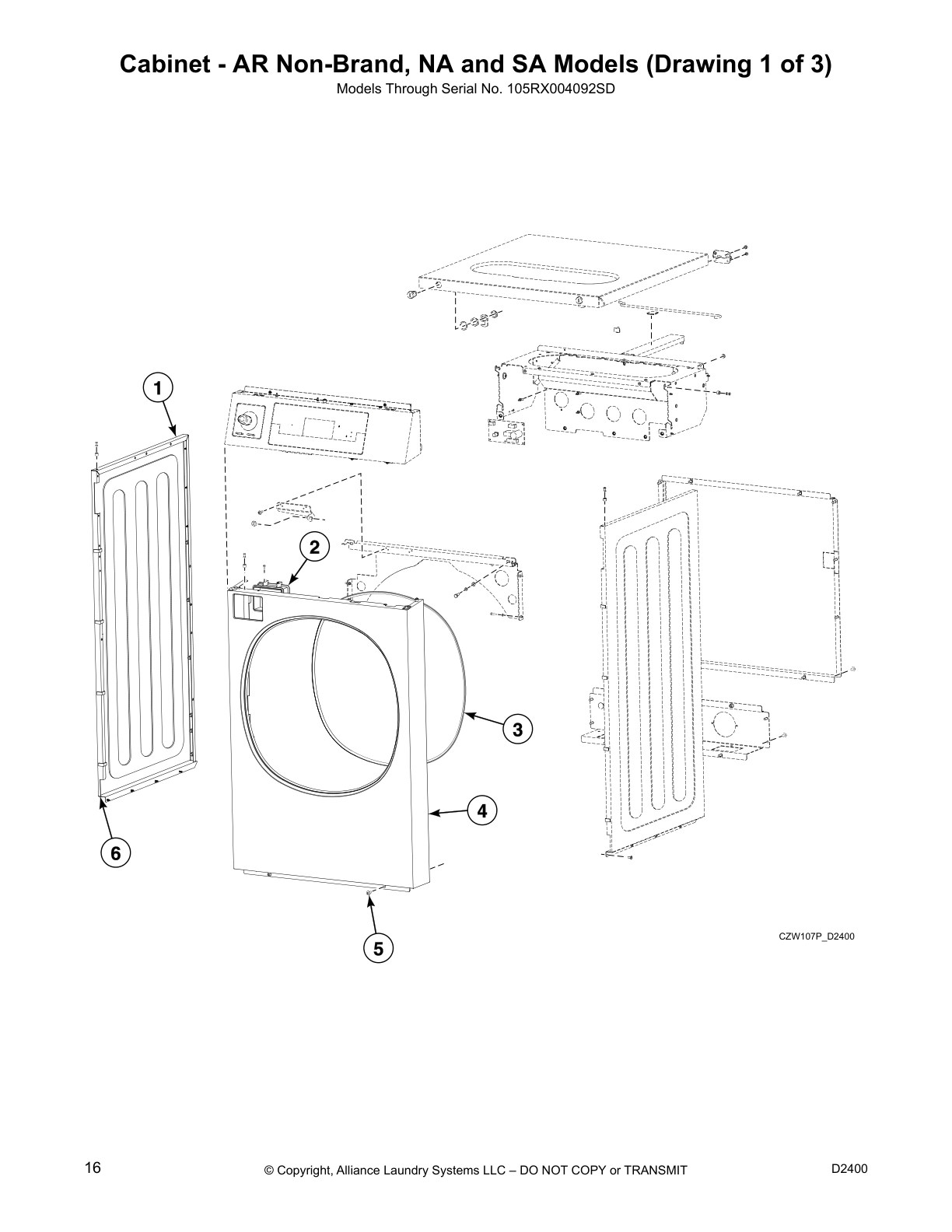 Cabinet - AR Non-Brand, NA and SA Models (Drawing 1 of 3)
