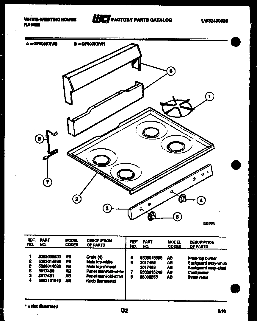 02 - BACKGUARD AND COOKTOP PARTS