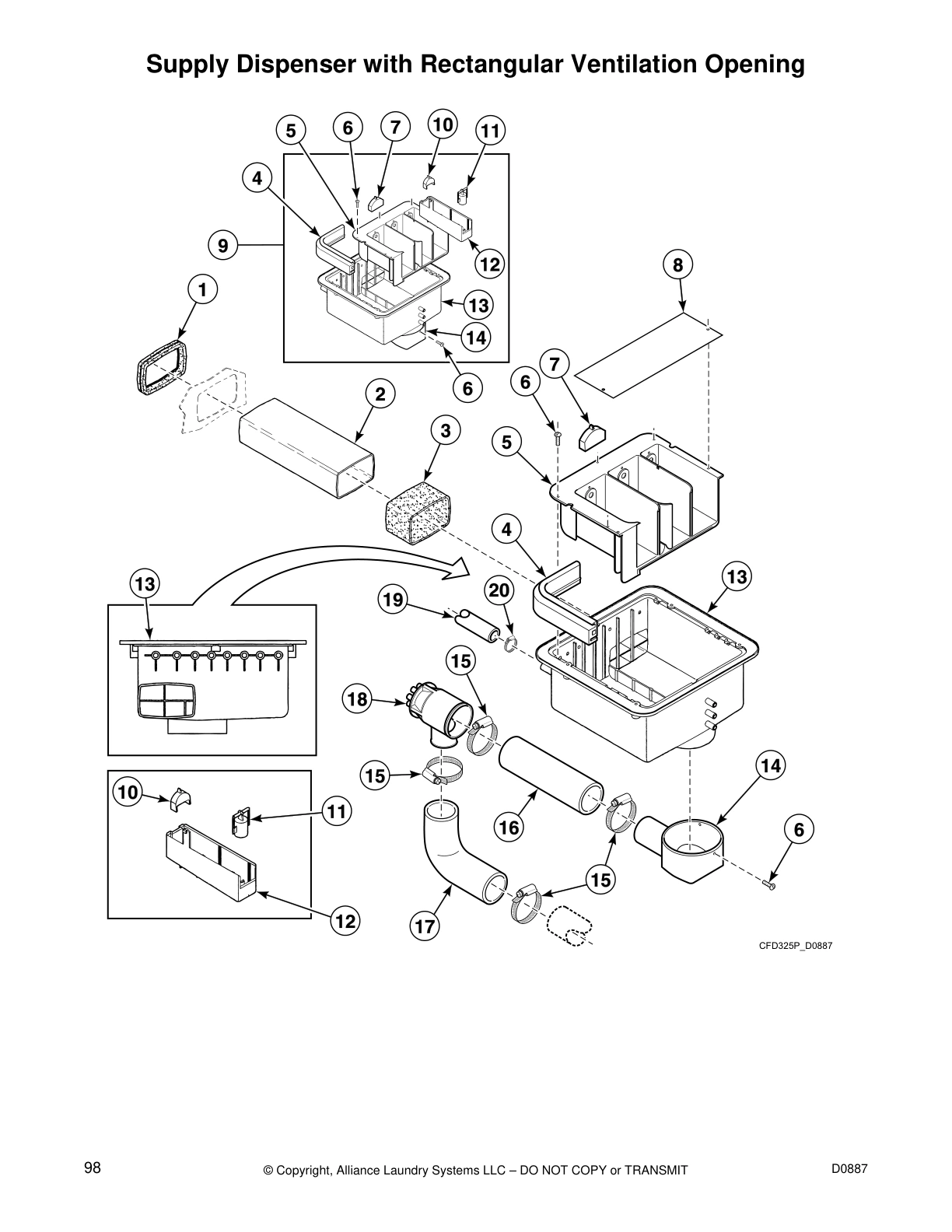 Supply Dispenser with Rectangular Ventilation Opening