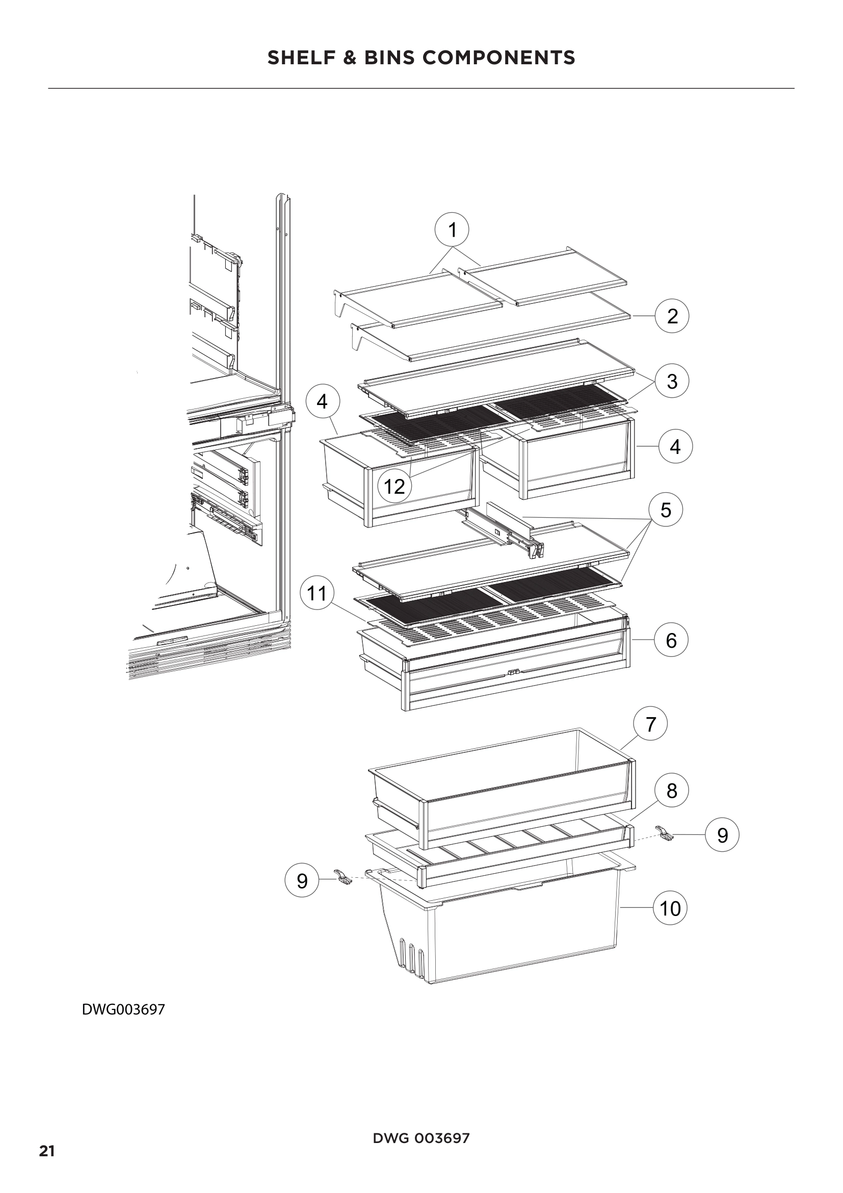 SHELF & BINS COMPONENTS