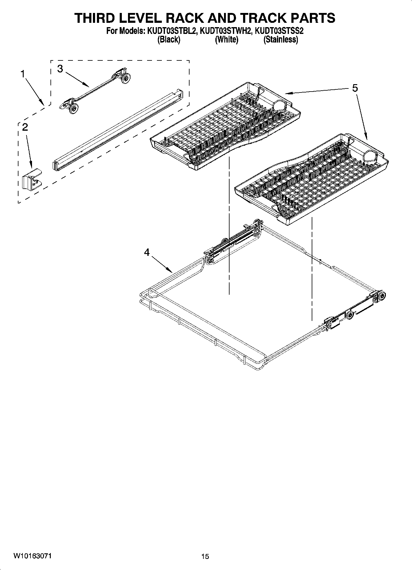 12 - THIRD LEVEL RACK AND TRACK PARTS, OPTIONAL PARTS (NOT INCLUDED)