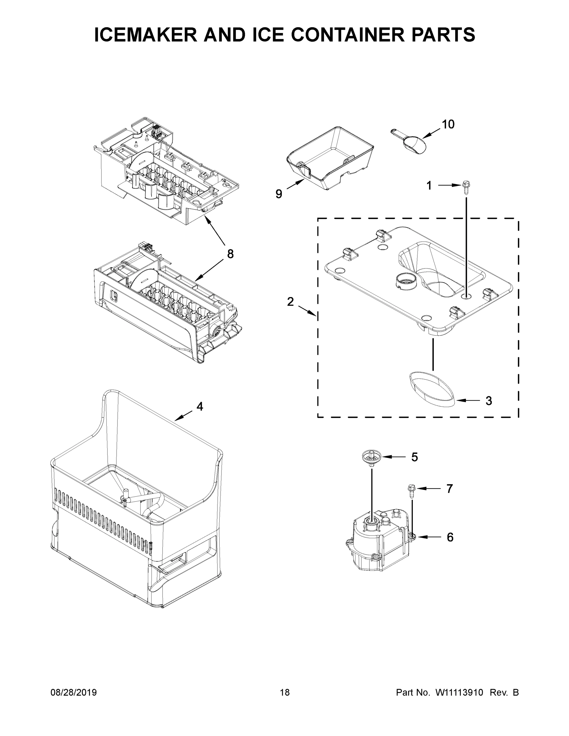 10 - ICEMAKER AND ICE CONTAINER PARTS