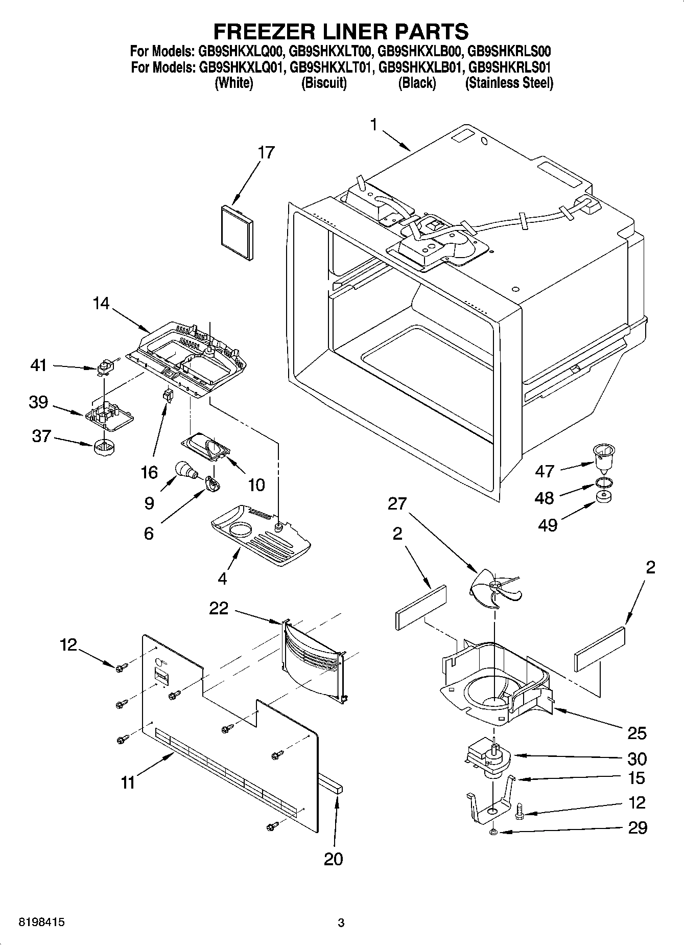 02 - FREEZER LINER PARTS