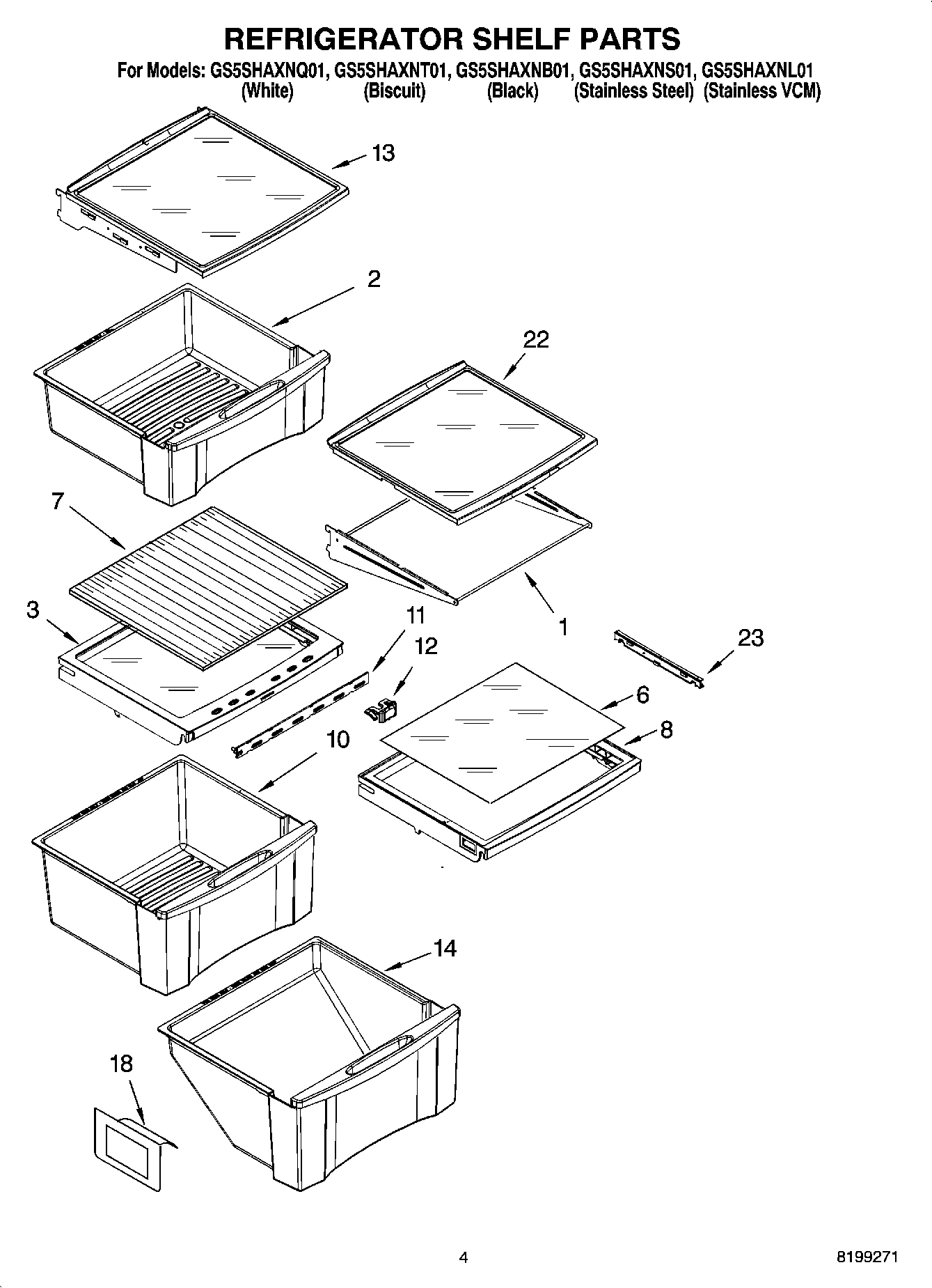 03 - REFRIGERATOR SHELF PARTS