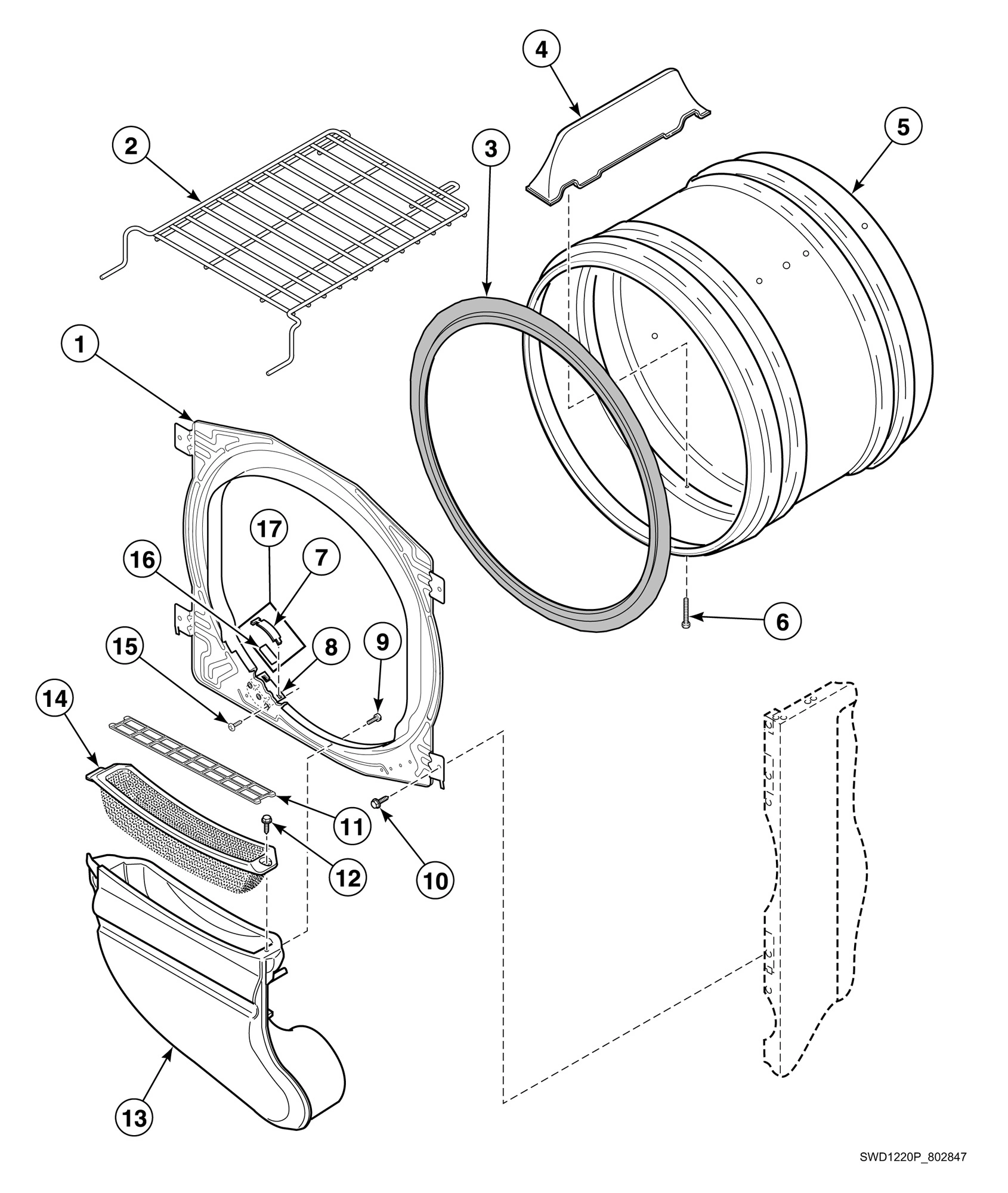 Front Bulkhead, Air Duct, Felt Seal and Cylinder