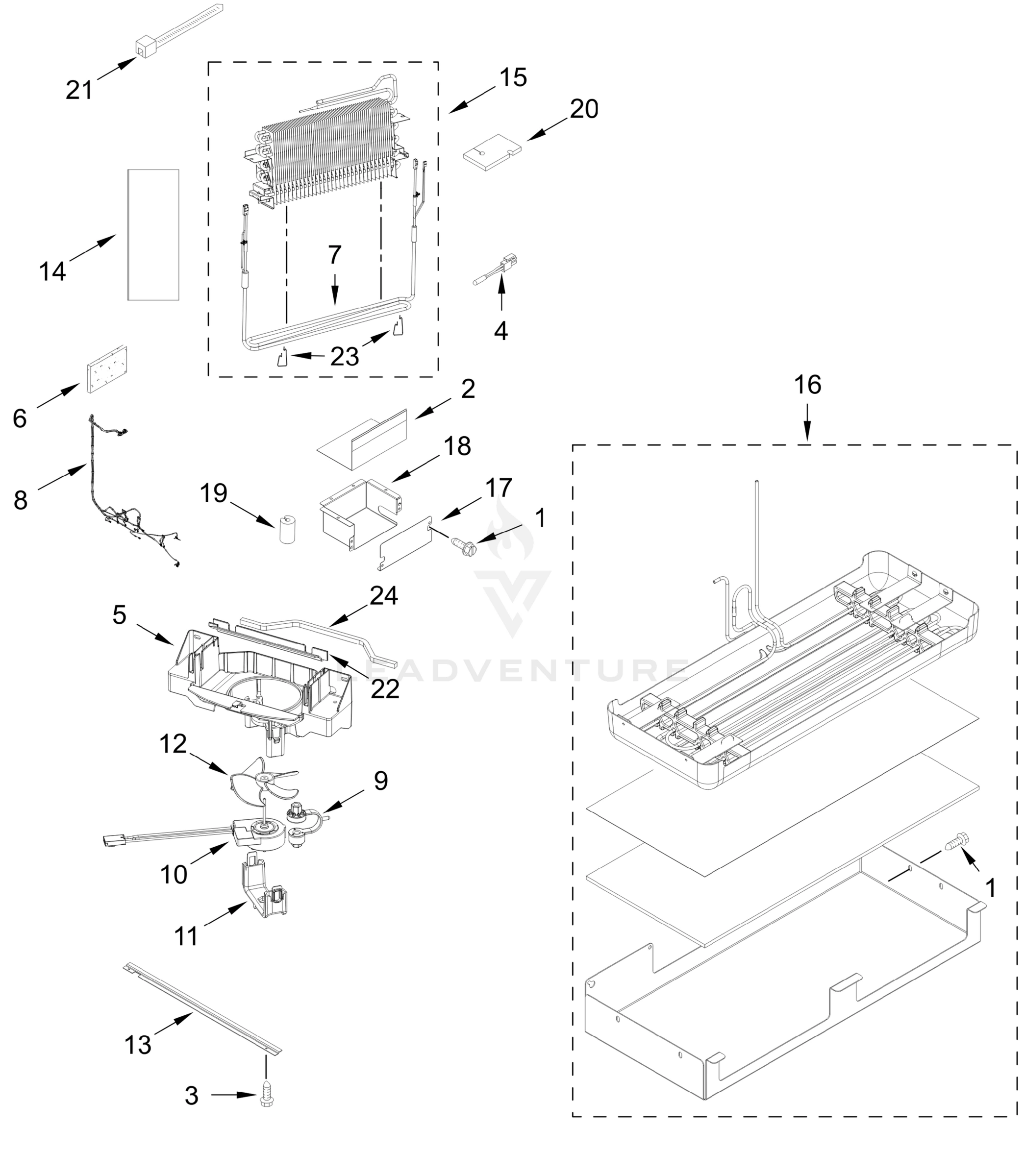 LOWER UNIT AND TUBE PARTS