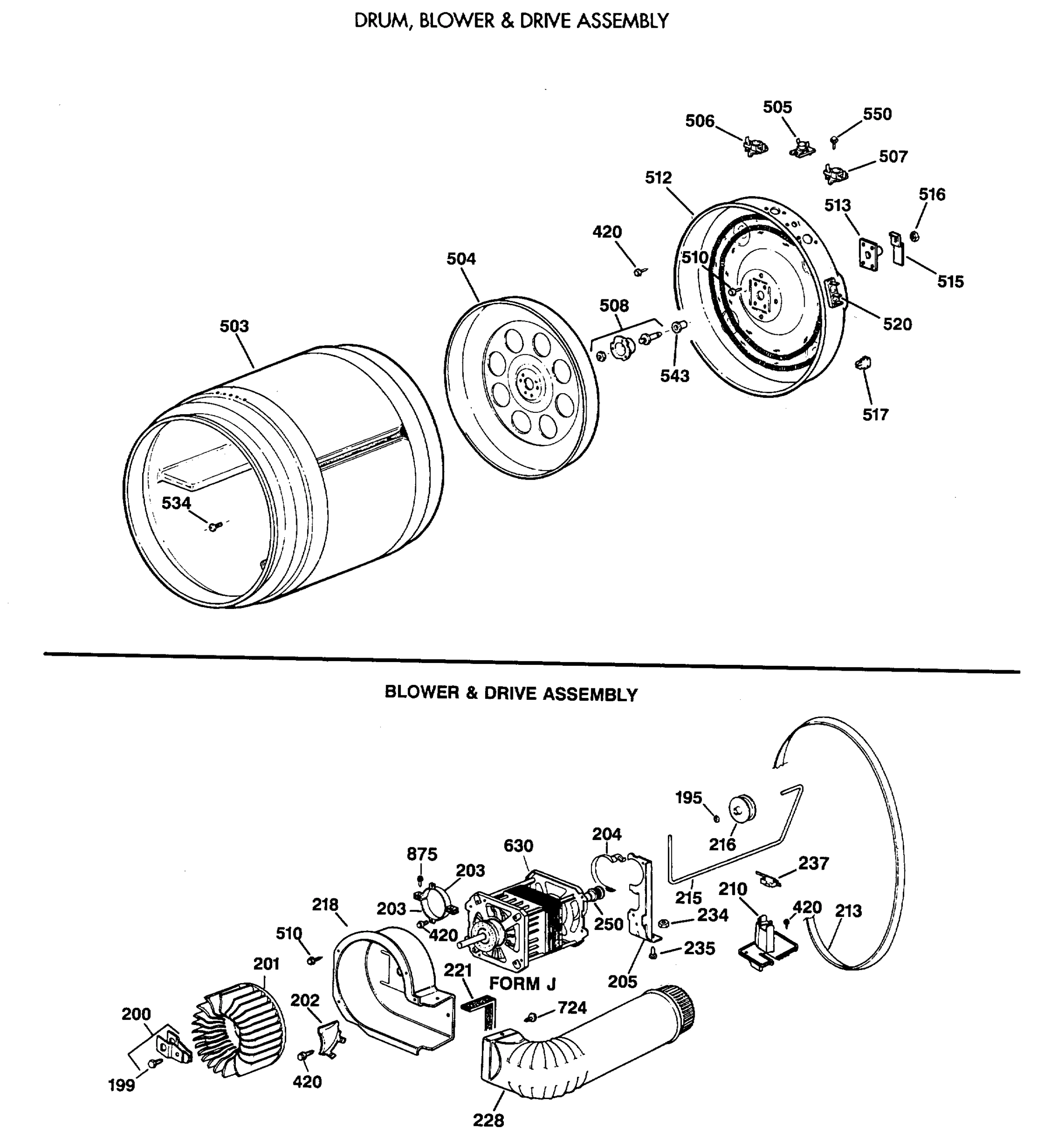 DRUM, BLOWER & DRIVE ASSEMBLY