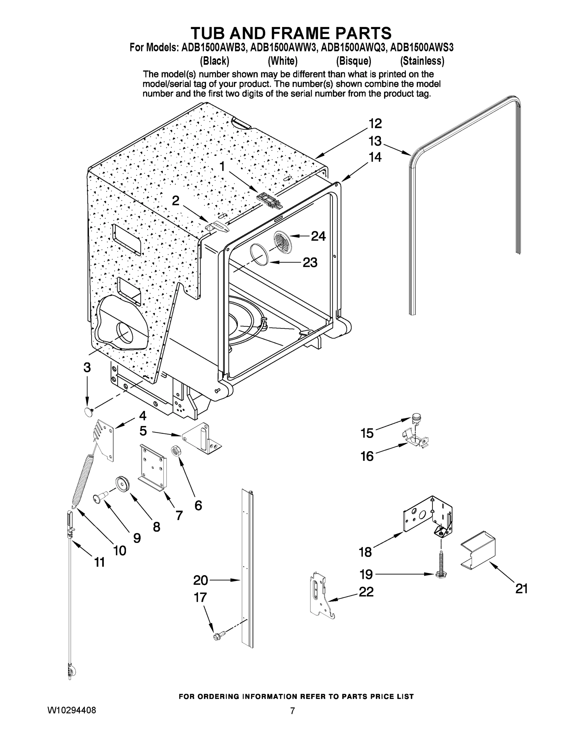 07 - TUB AND FRAME PARTS