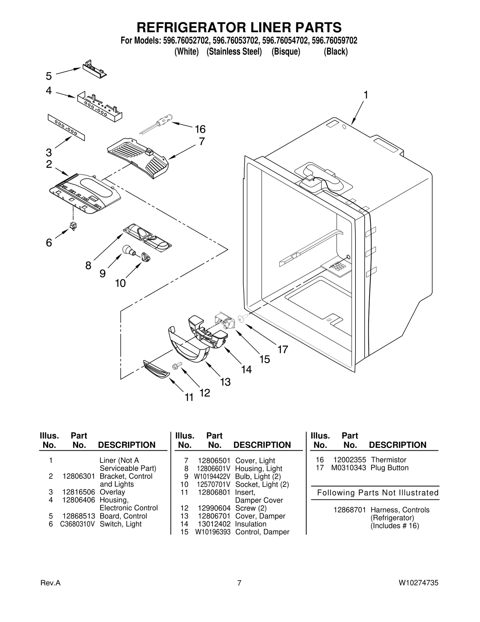 REFRIGERATOR LINER PARTS