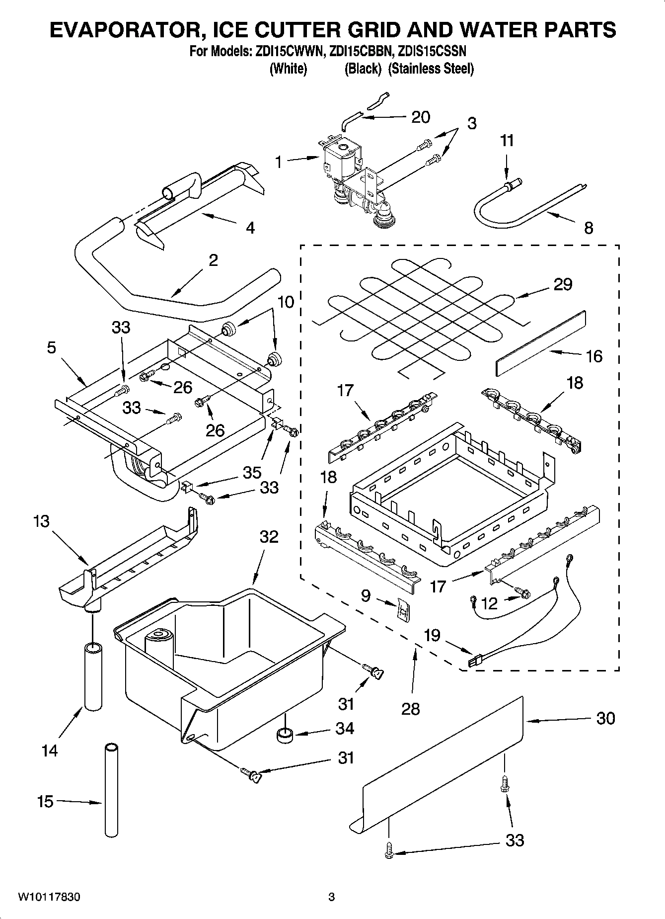 02 - EVAPORATOR ICE CUTTER GRID AND WATER PARTS
