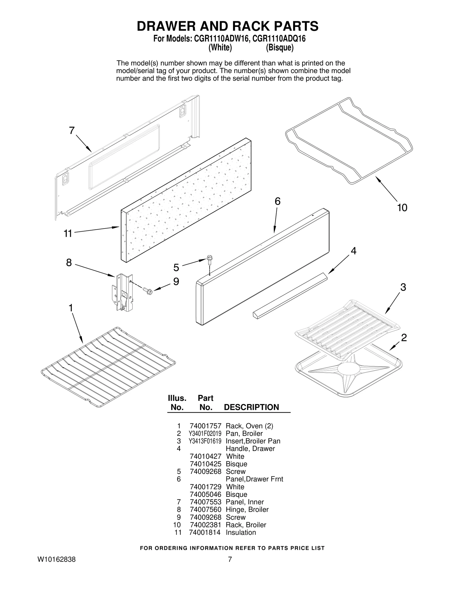 DRAWER AND RACK PARTS