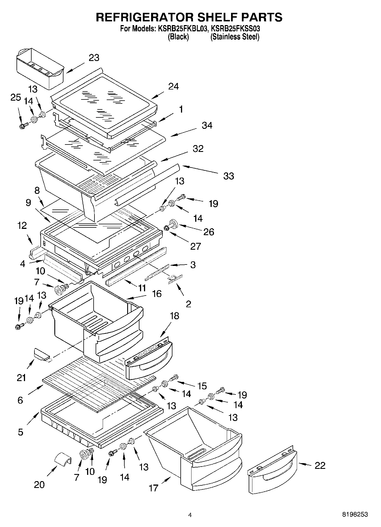 03 - REFRIGERATOR SHELF PARTS