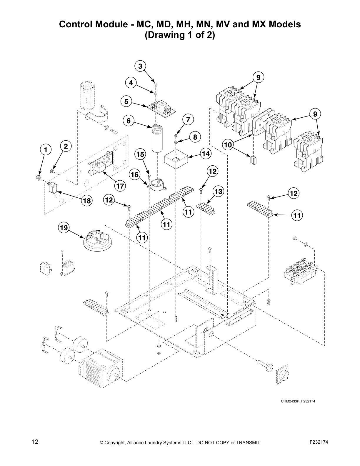 Control Module - MC, MD, MH, MN, MV and MX Models 
(Drawing 1 of 2)