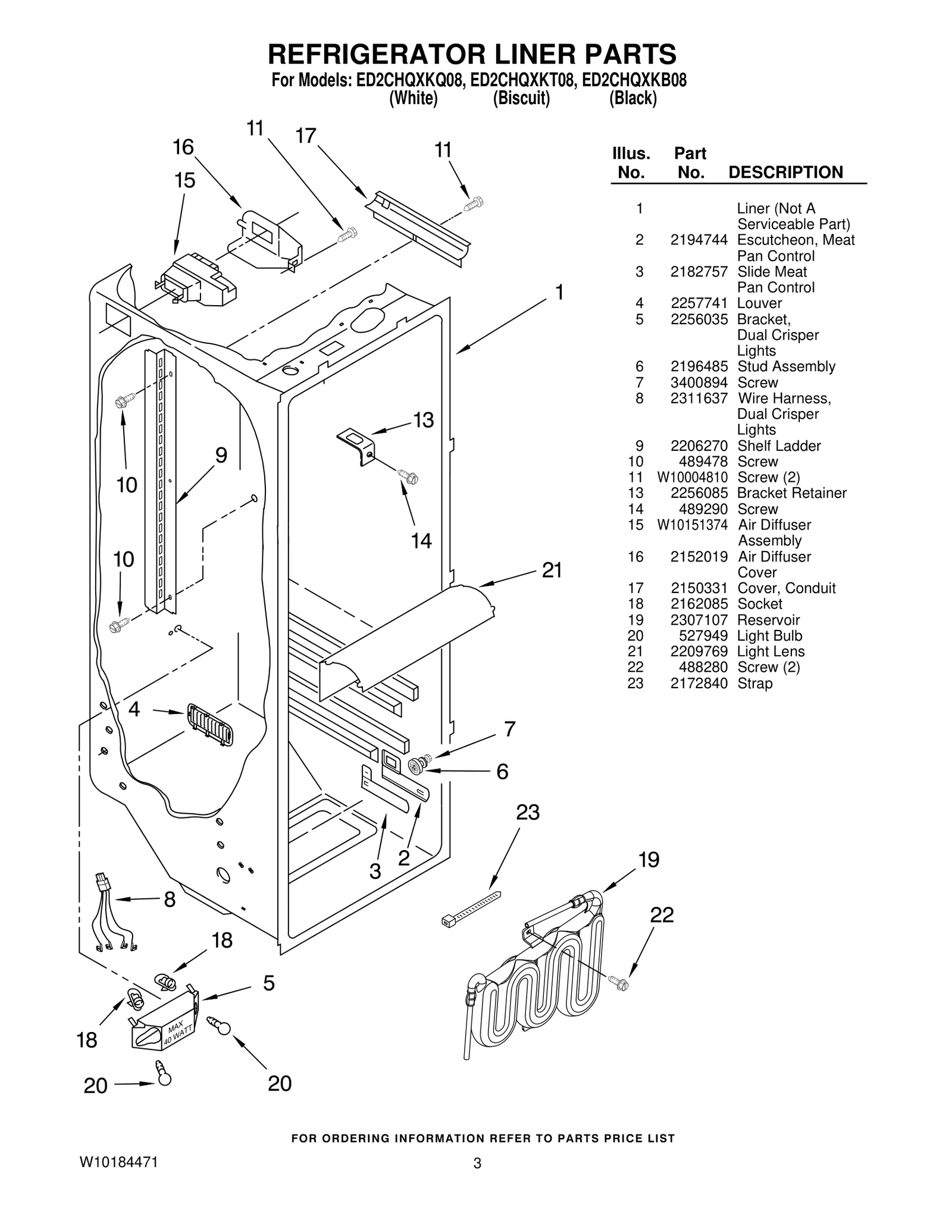REFRIGERATOR LINER PARTS