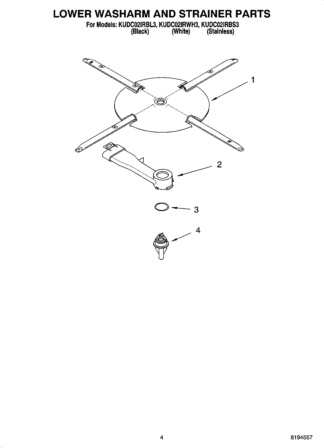 04 - LOWER WASHARM AND STRAINER PARTS