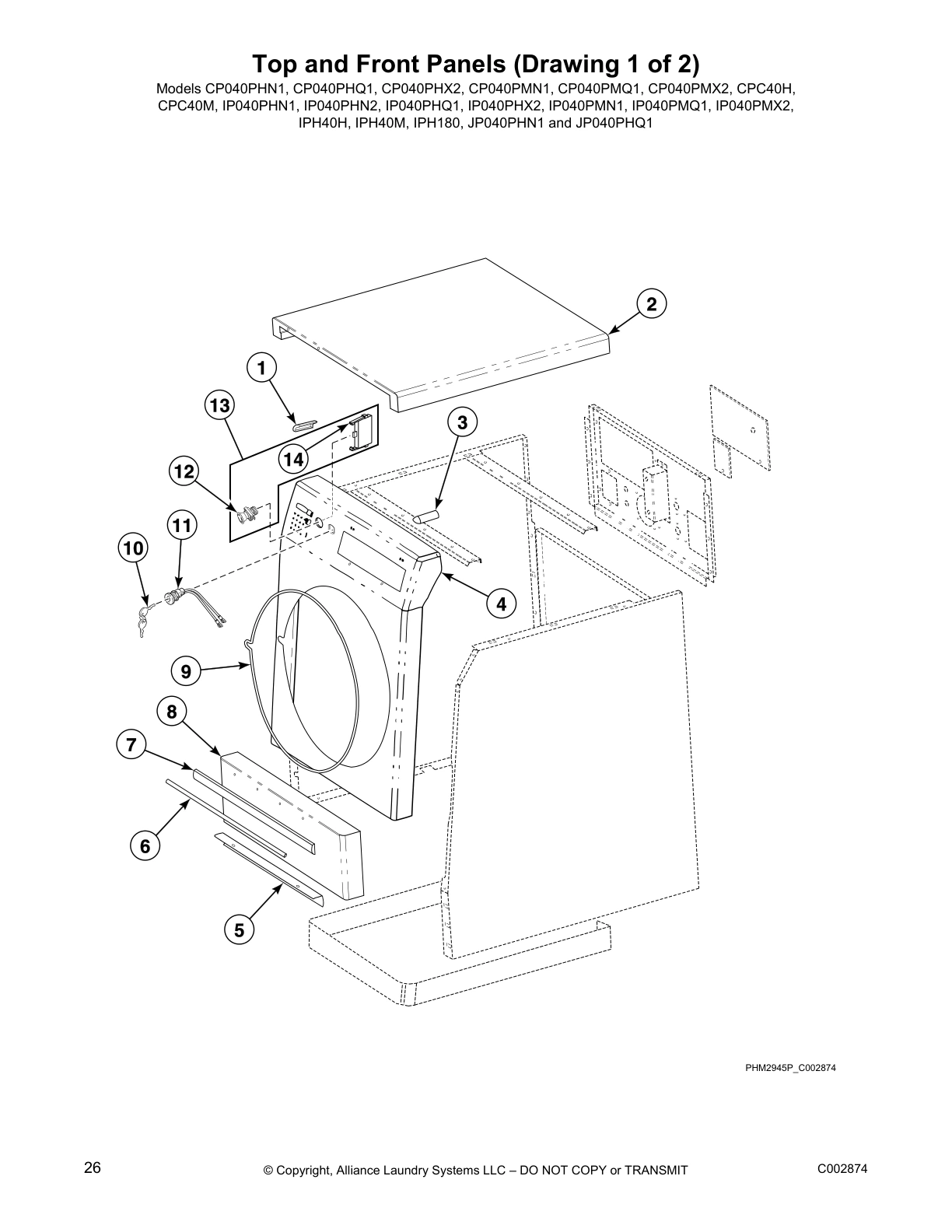 Top and Front Panels (Drawing 1 of 2)