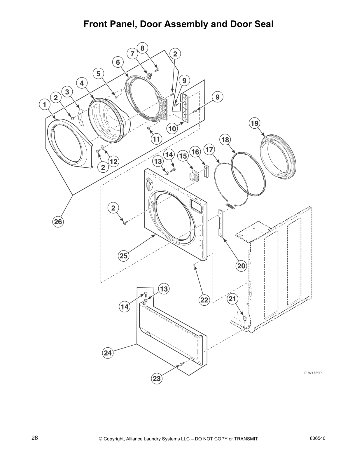 Front Panel, Door Assembly and Door Seal