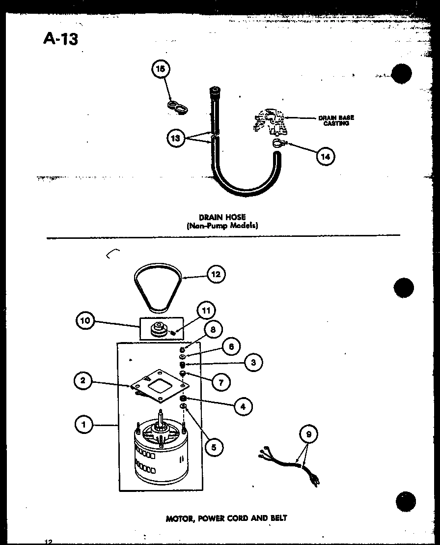 02 - DRAIN HOSE (NON-PUMP MODELS)/MOTOR