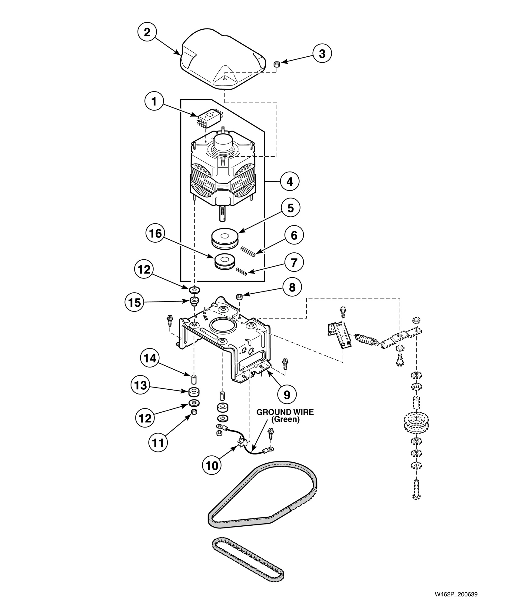 Motor and Mounting Bracket - Models Through Serial No. C3486773