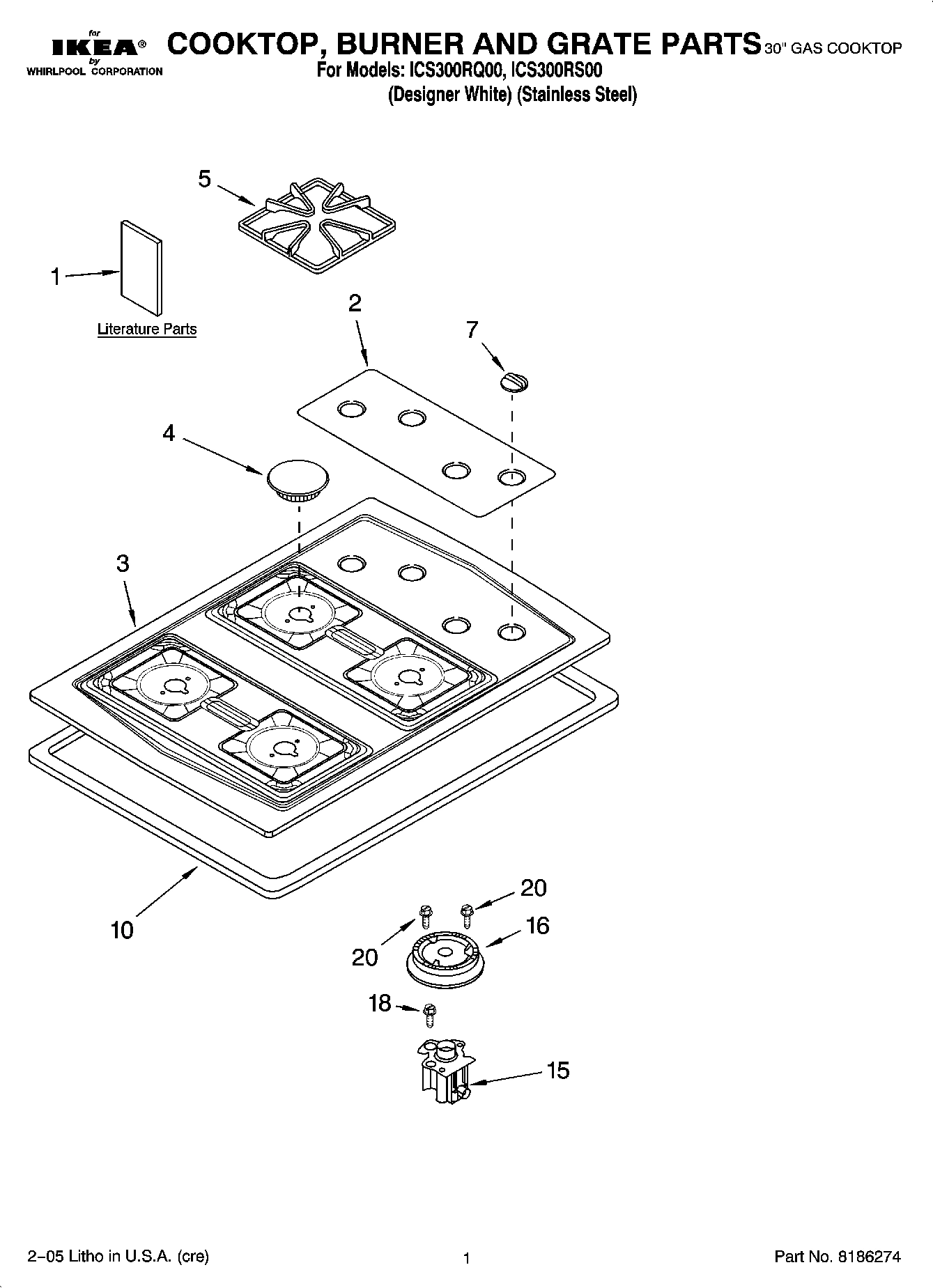 01 - COOKTOP, BURNER AND GRATE PARTS