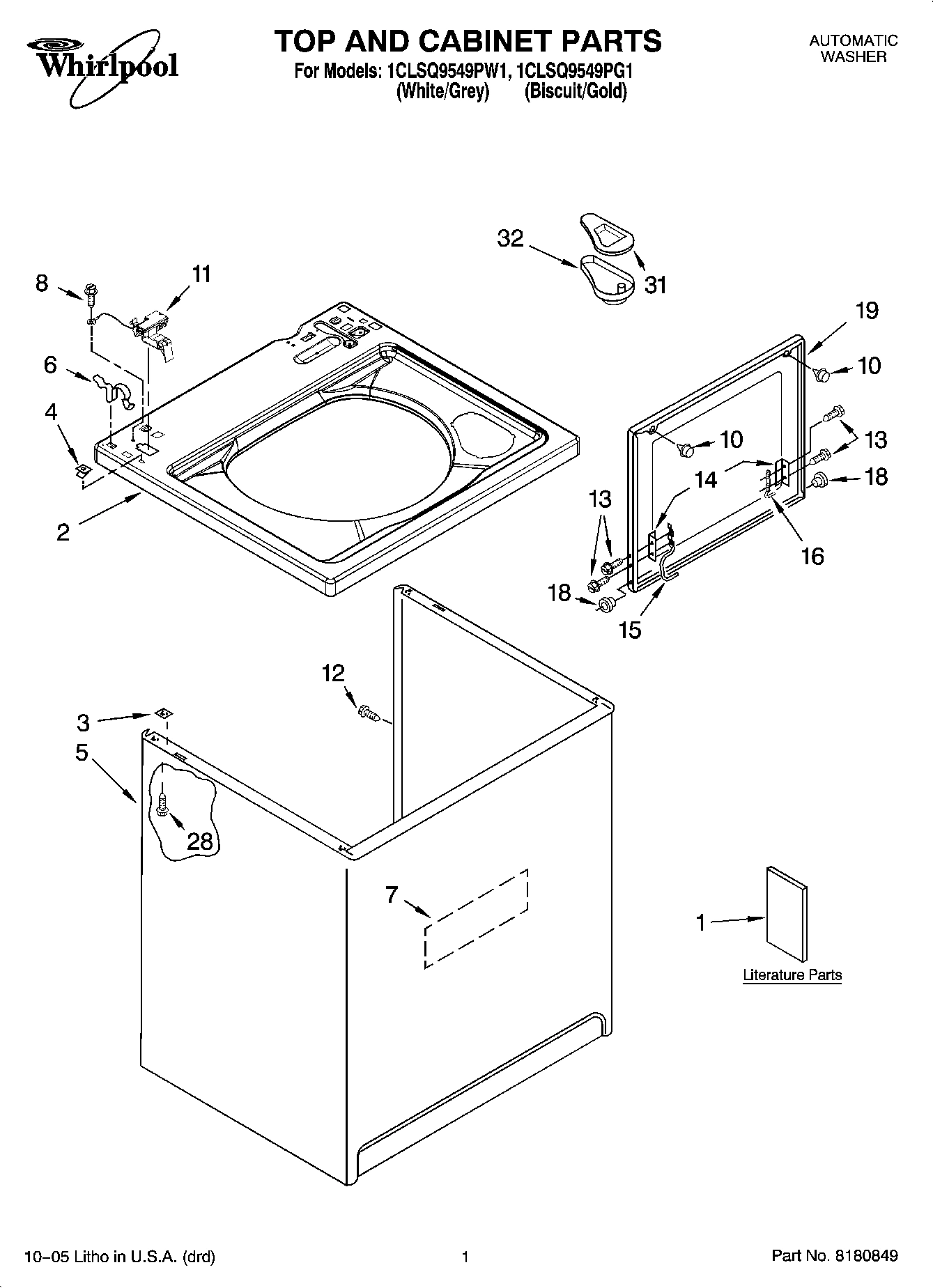 01 - TOP AND CABINET PARTS