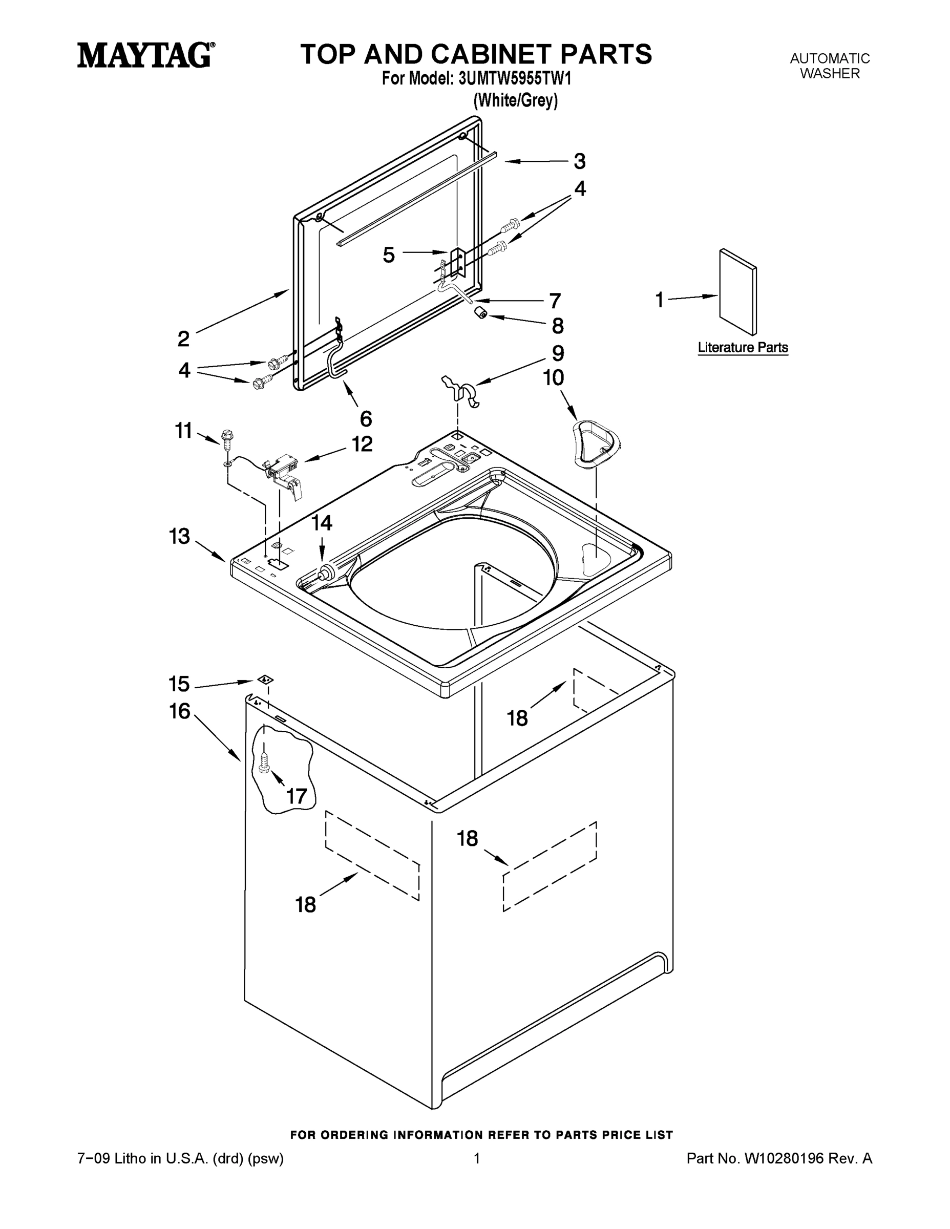 01 - TOP AND CABINET PARTS