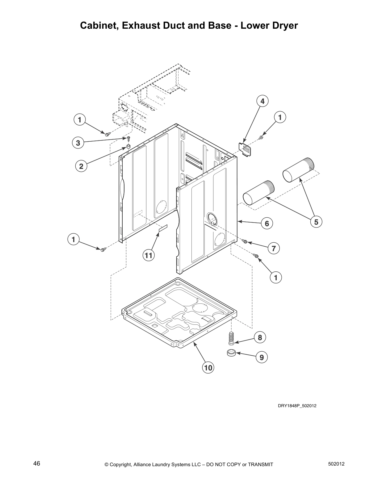 Cabinet, Exhaust Duct and Base - Lower Dryer